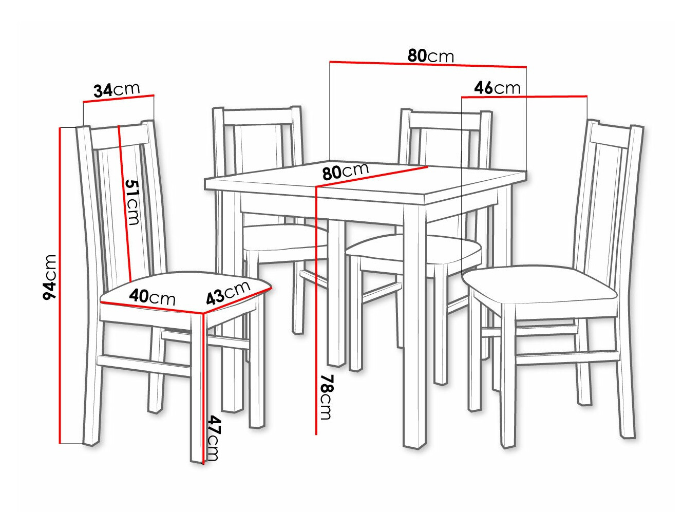 Eetkamerset Victorville 310 (Wit)