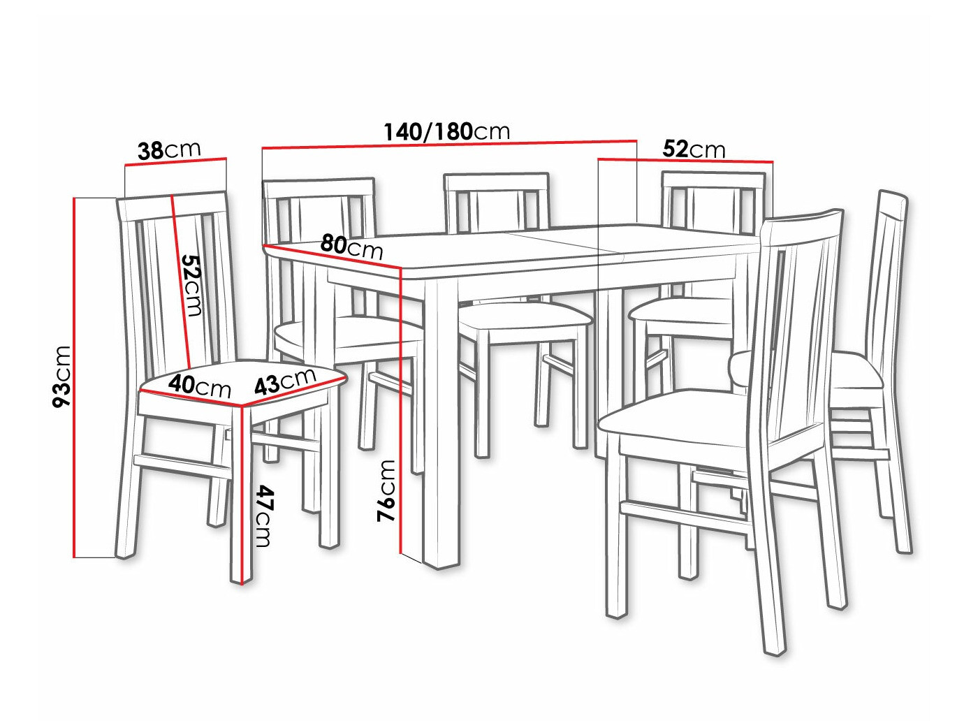 Eetkamerset Victorville 311 (Moer)