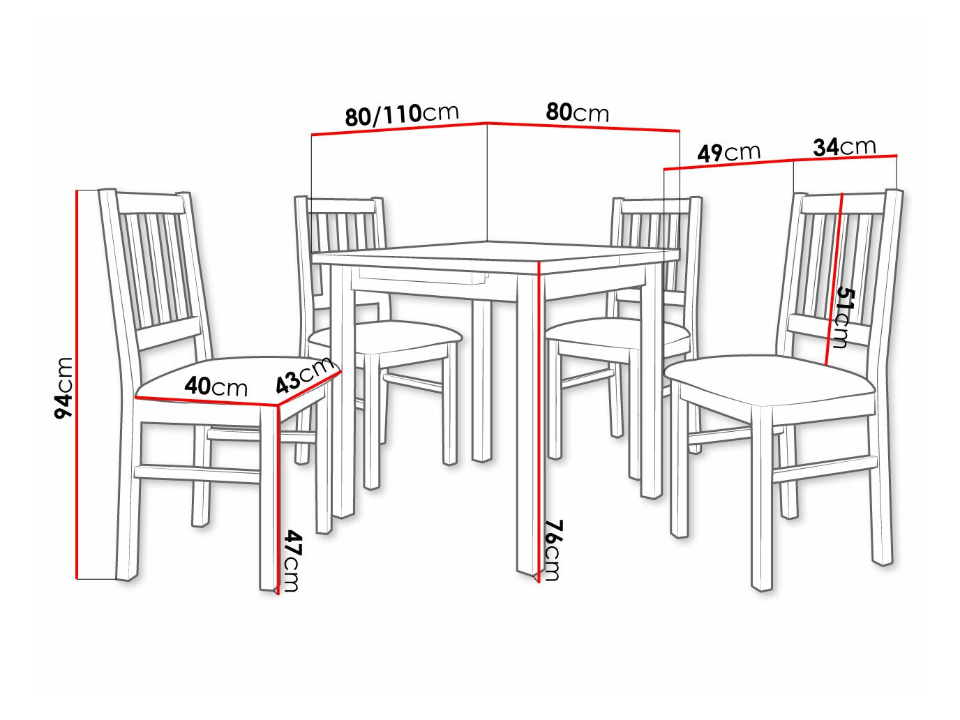 Eetkamerset Victorville 314 (Sonoma eik)