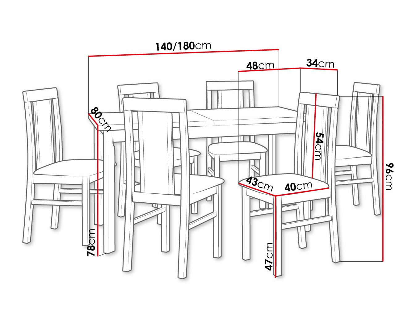 Eetkamerset Victorville 315 (Elzen)