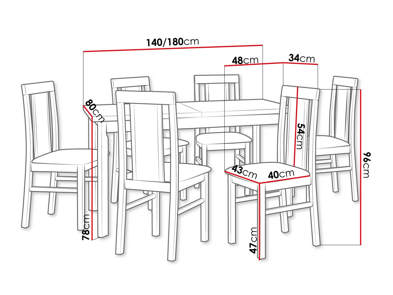 Eetkamerset Victorville 315 (Elzen)
