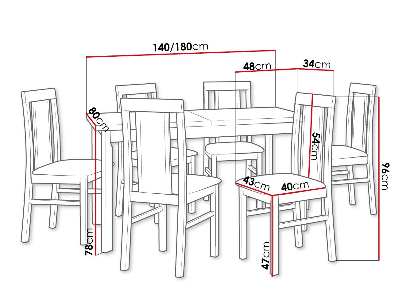 Eetkamerset Victorville 315 (Wit)