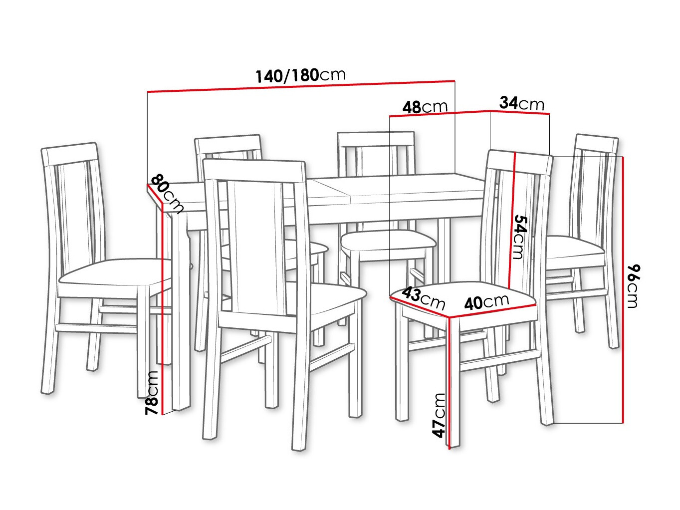 Eetkamerset Victorville 315 (Wit)