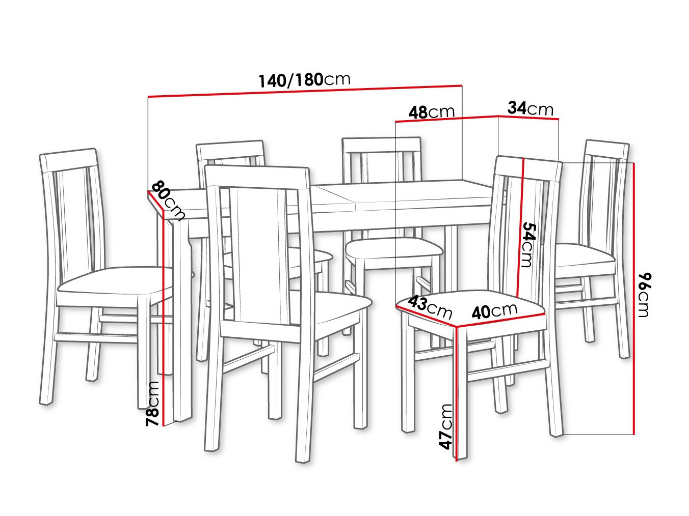 Eetkamerset Victorville 315 (Wit)