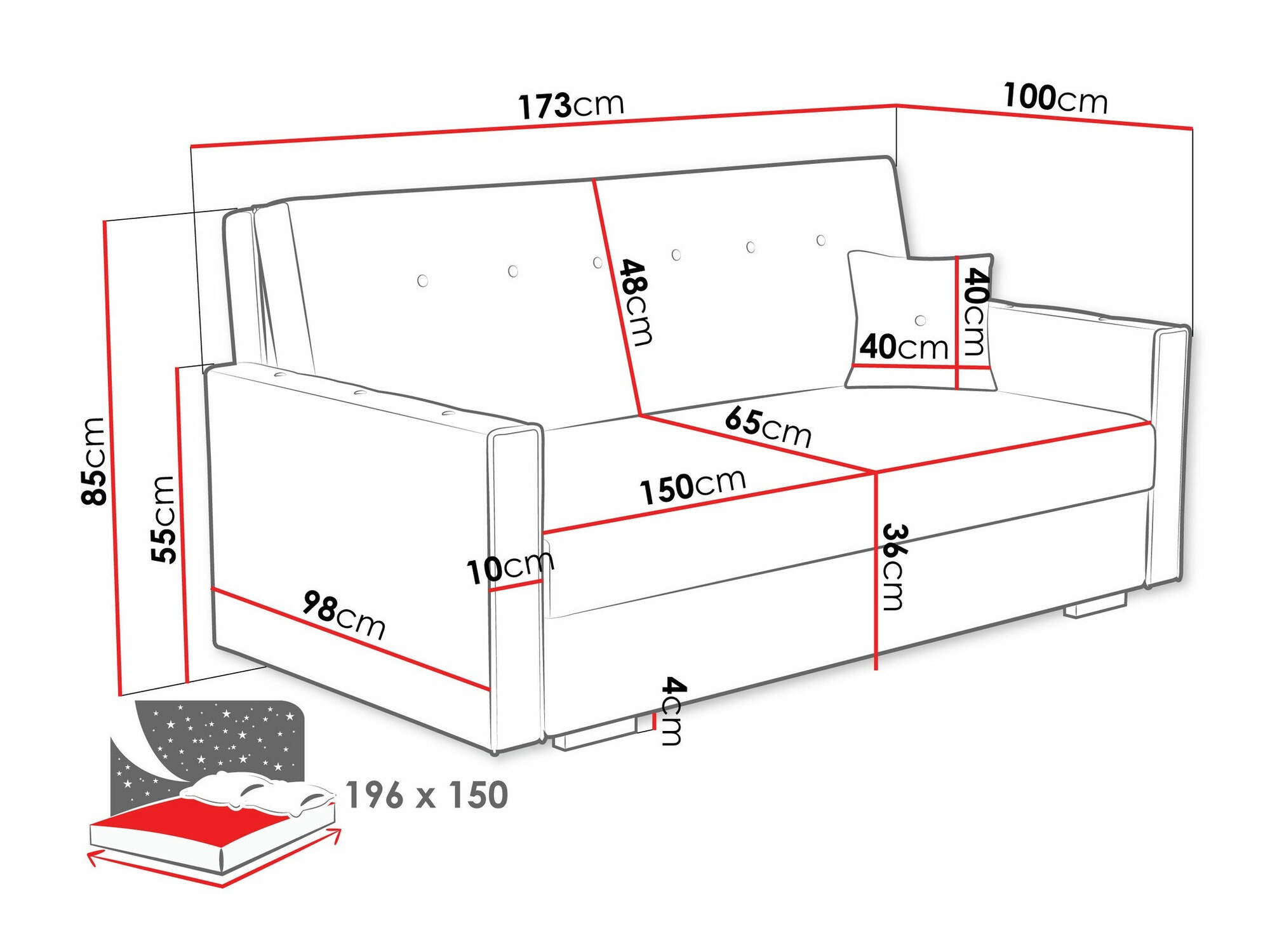 Slaapbank Columbus 233 (Coral 15)