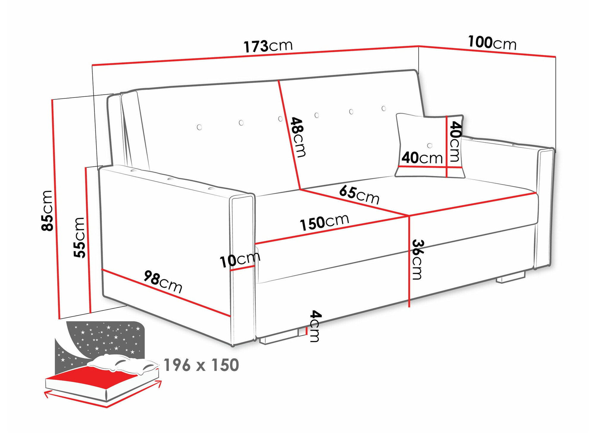 Slaapbank Columbus 233 (Coral 45)