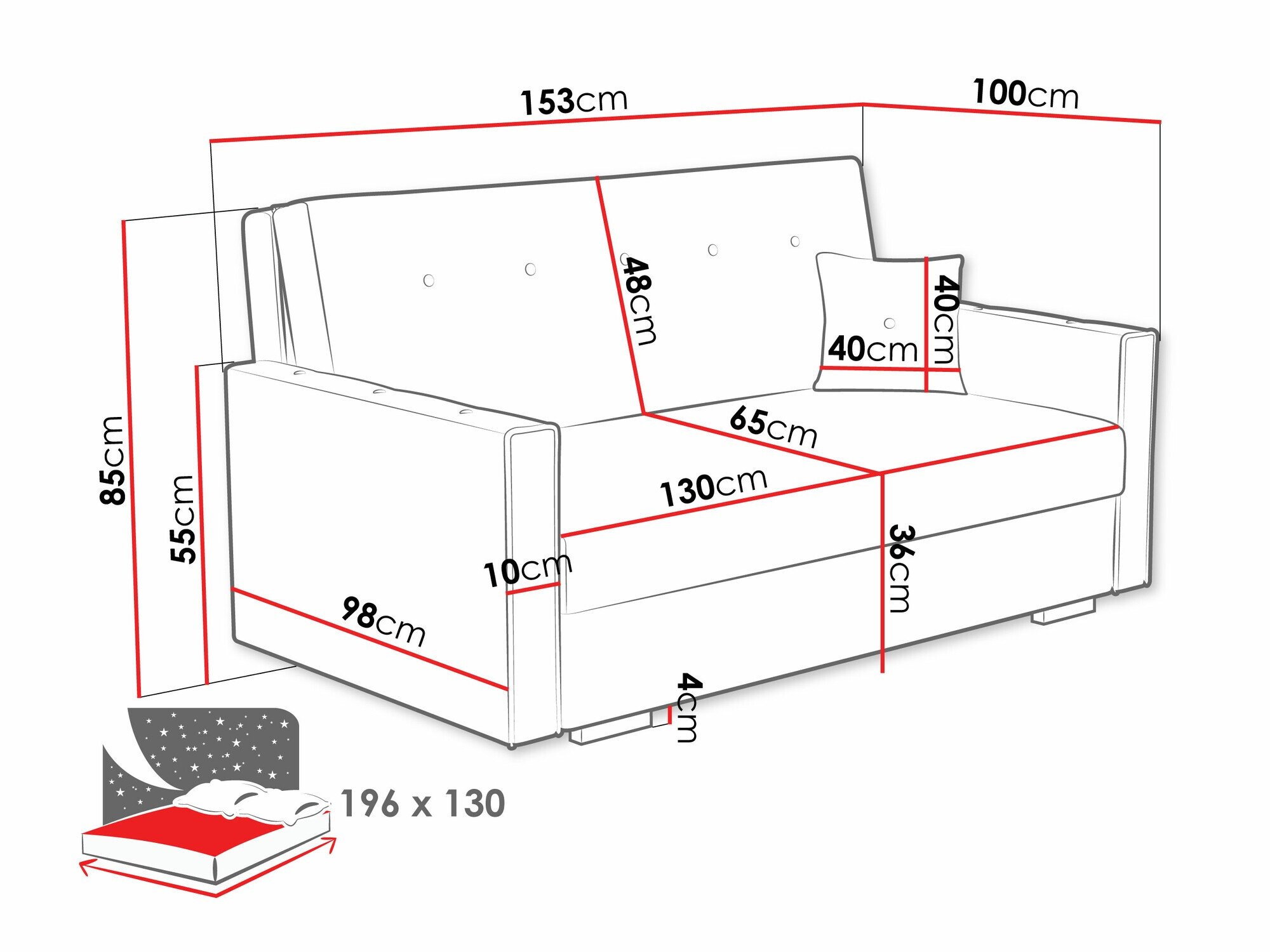 Slaapbank Columbus 234 (Coral 80)