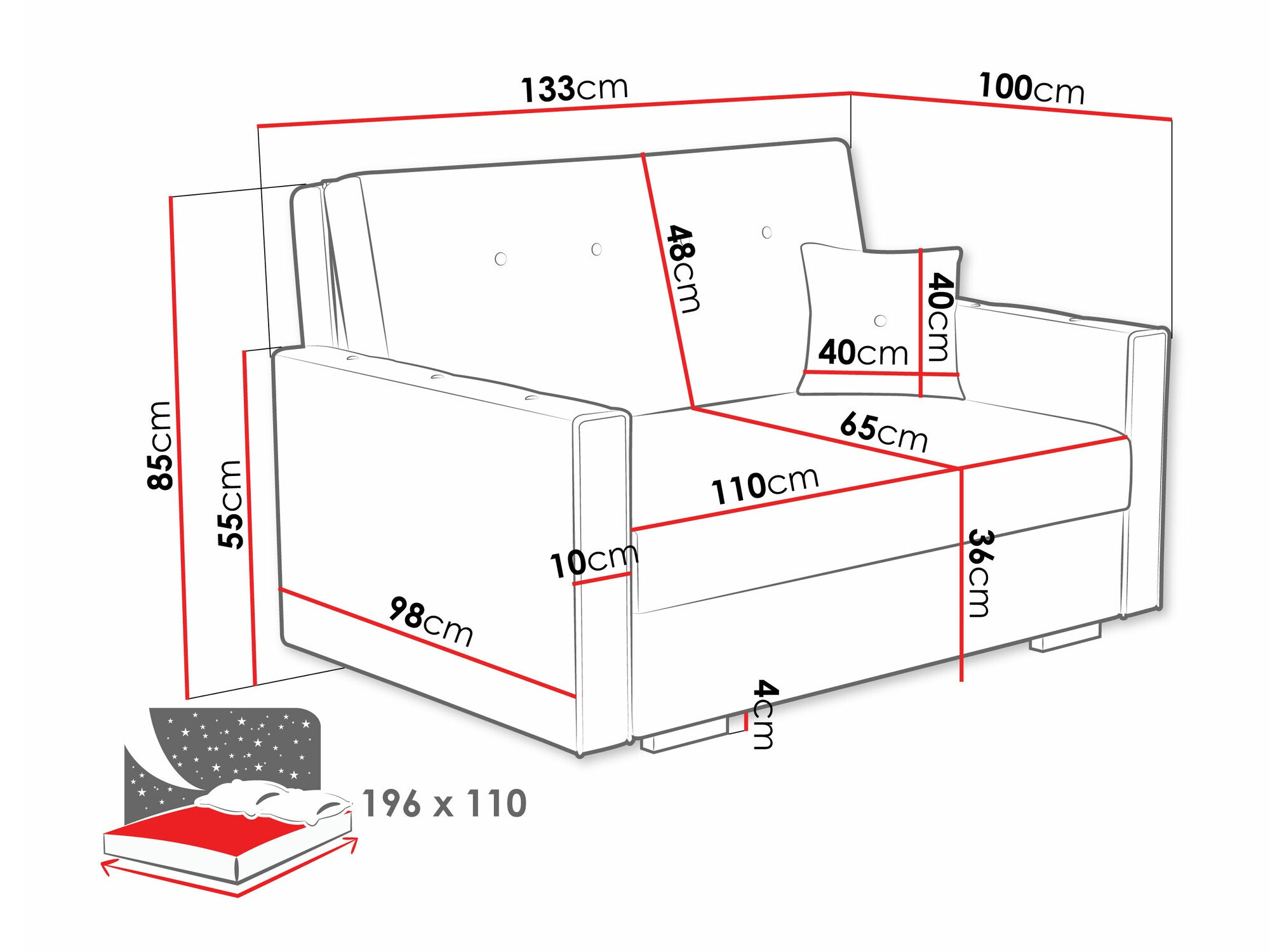 Slaapbank Columbus 235 (Coral 65)