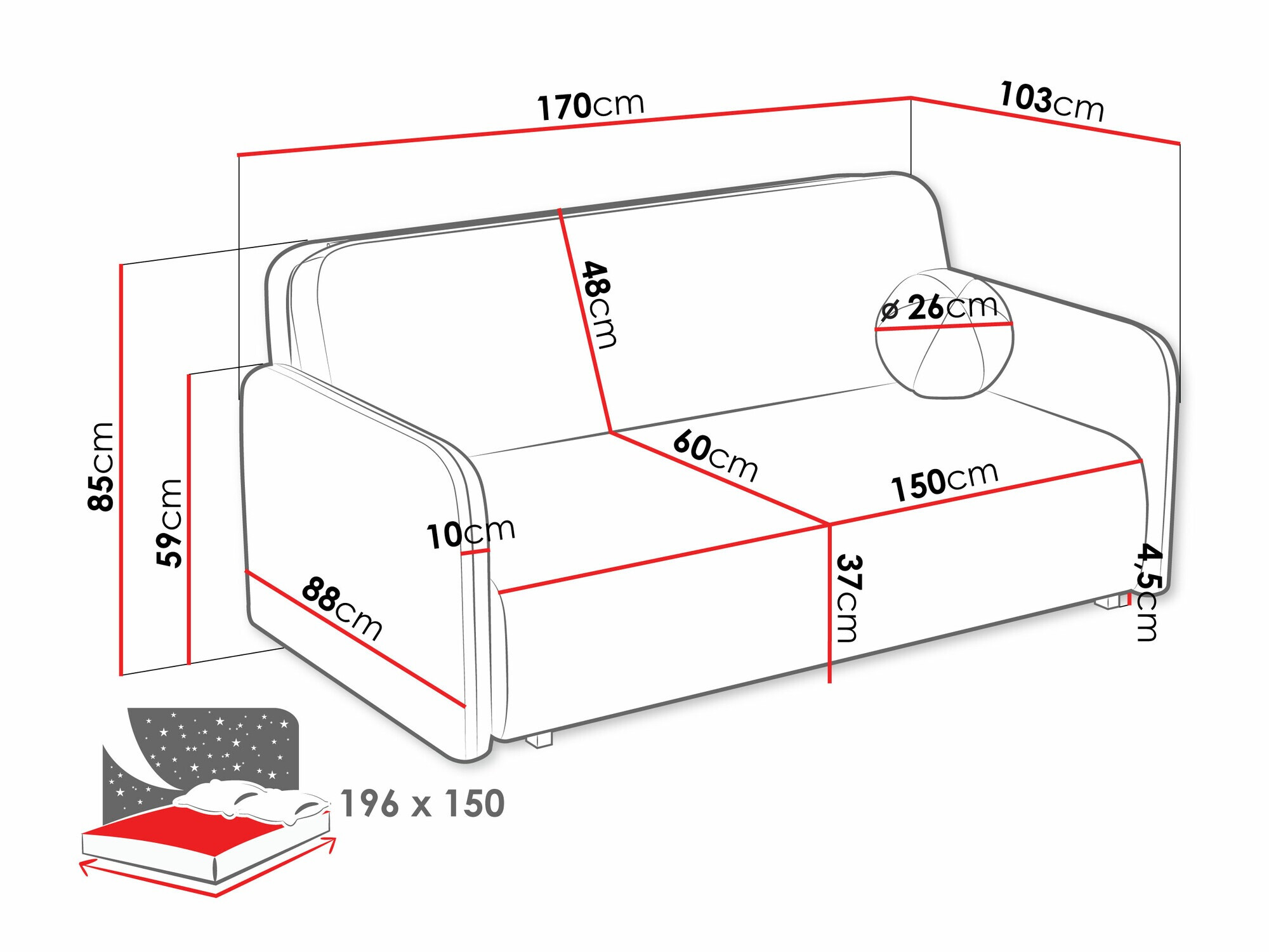 Slaapbank Columbus 237 (Velo 621)