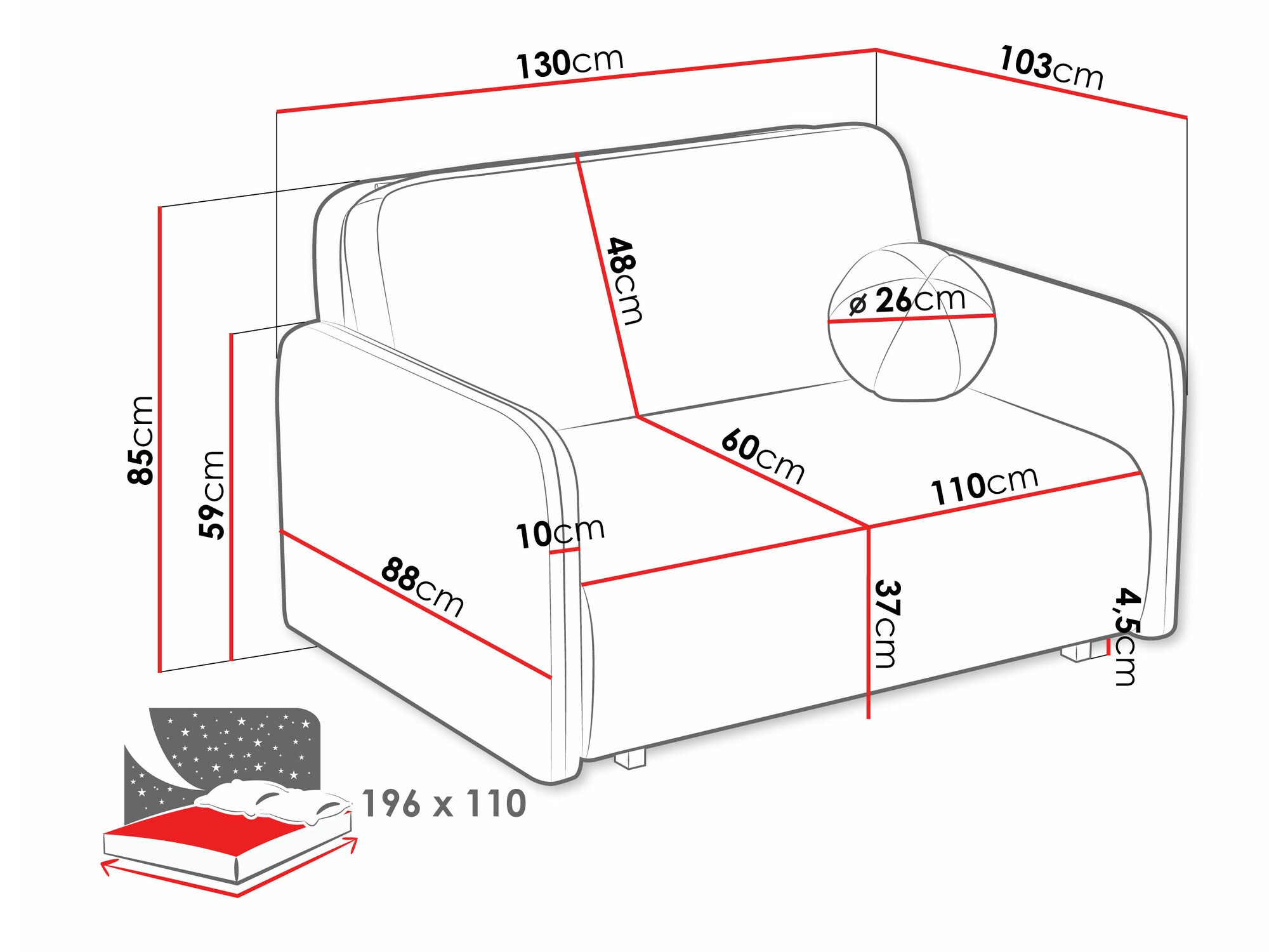 Slaapbank Columbus 239 (Coral 45)