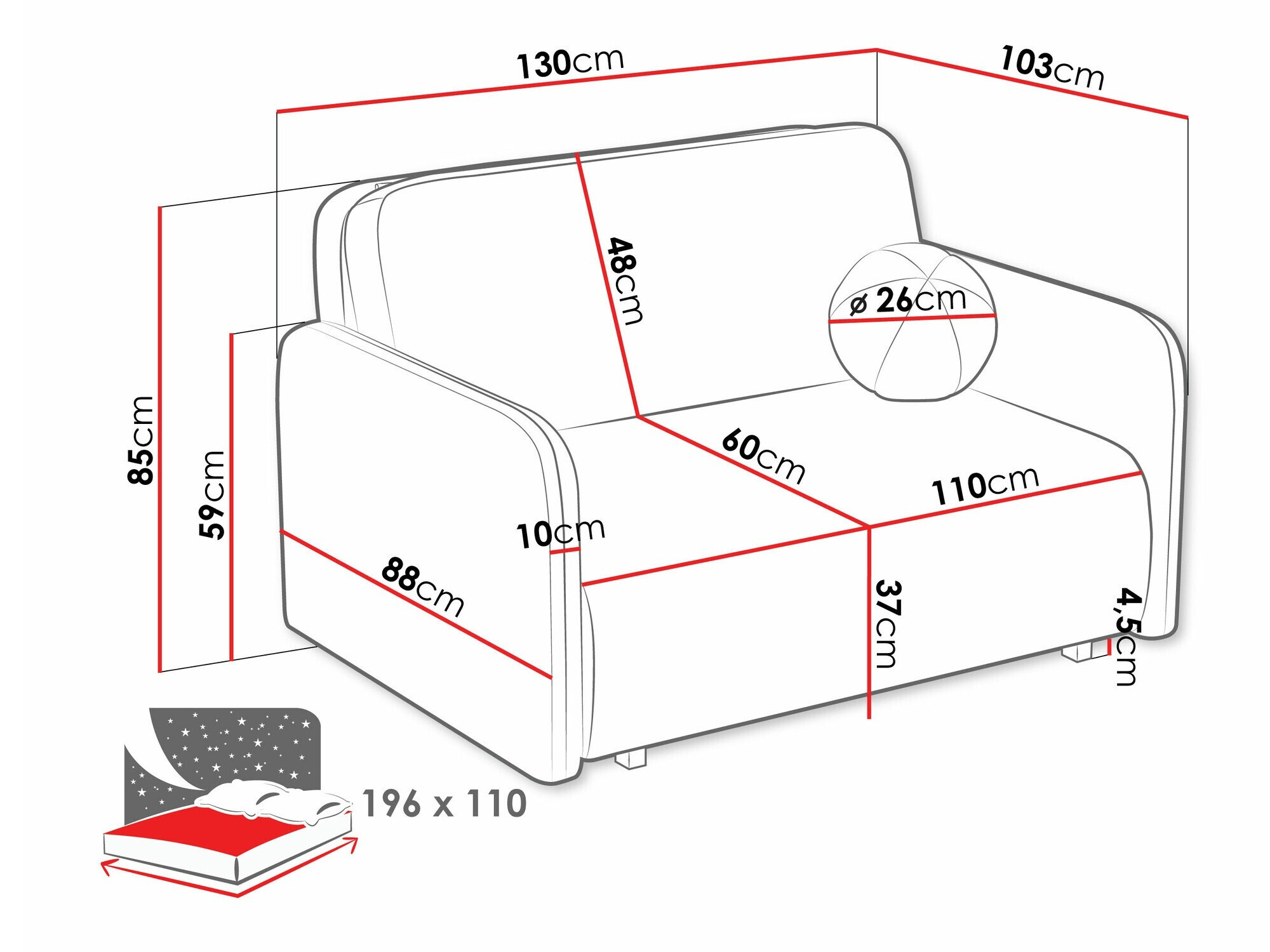 Slaapbank Poetal II (Coral 15)
