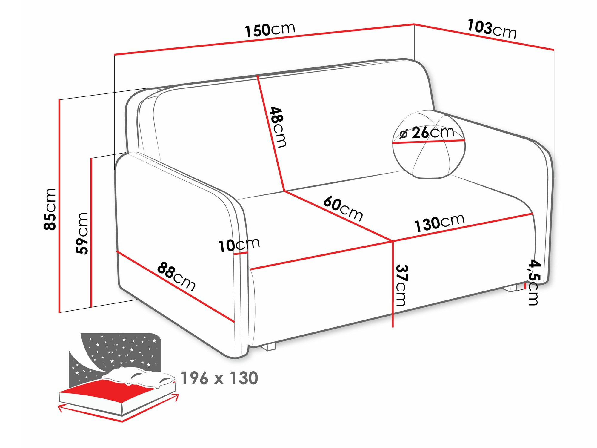 Slaapbank Poetal III (Coral 50)