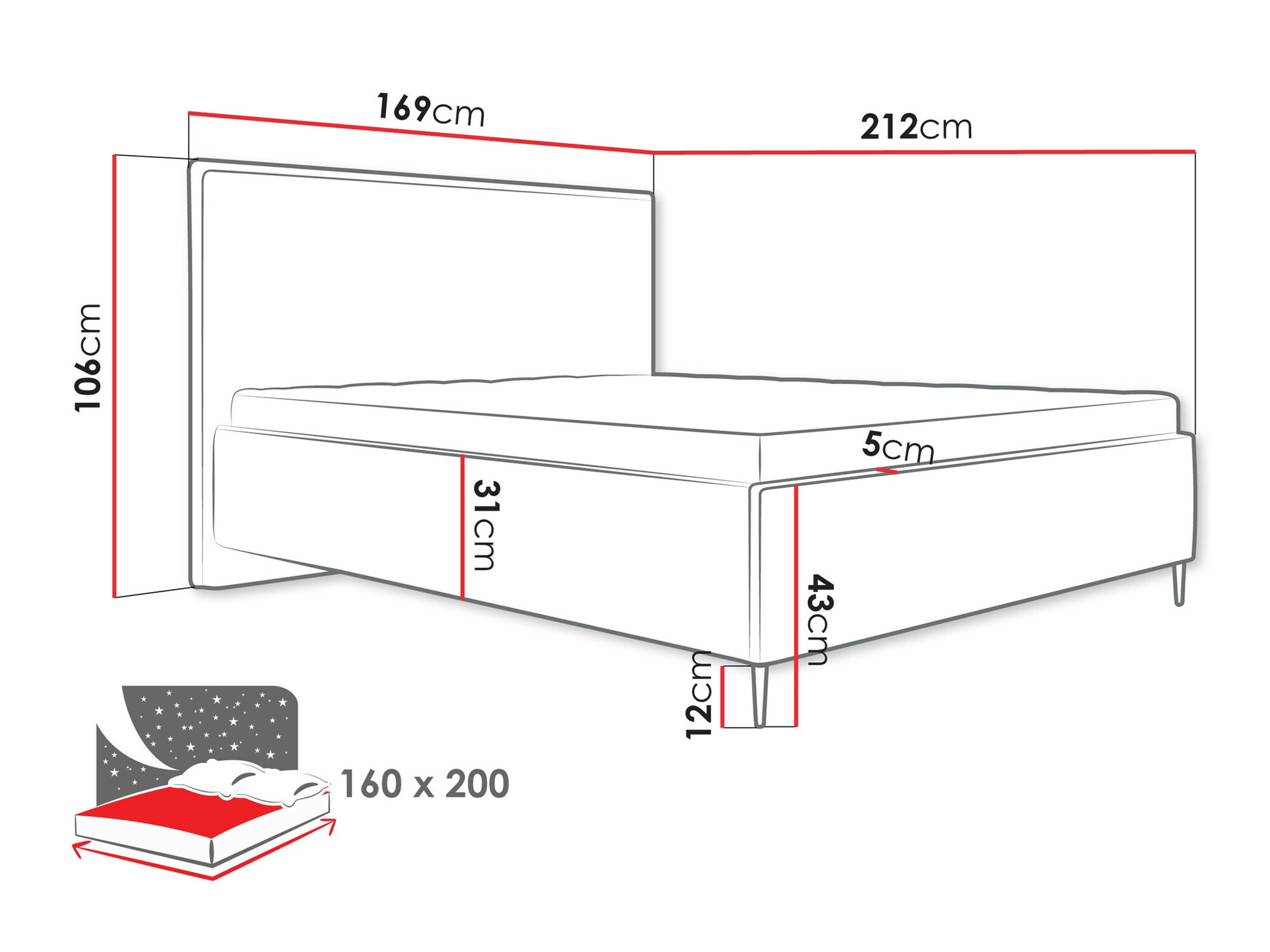 Bed ComfiDream Liruna (Poso 100)
