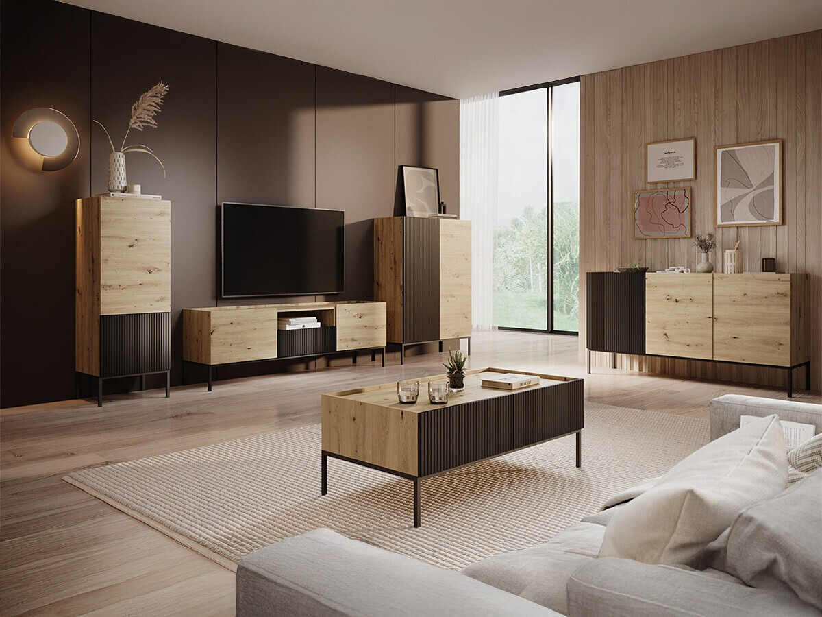 Dressoir Lunole 101 (Artisan eiken + Zwart)