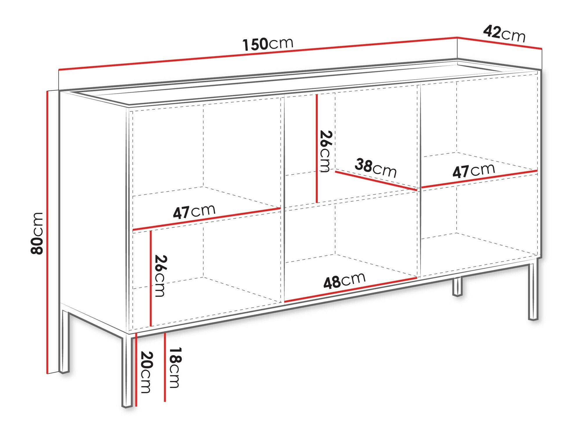 Dressoir Lunole 101 (Artisan eiken + Zwart)