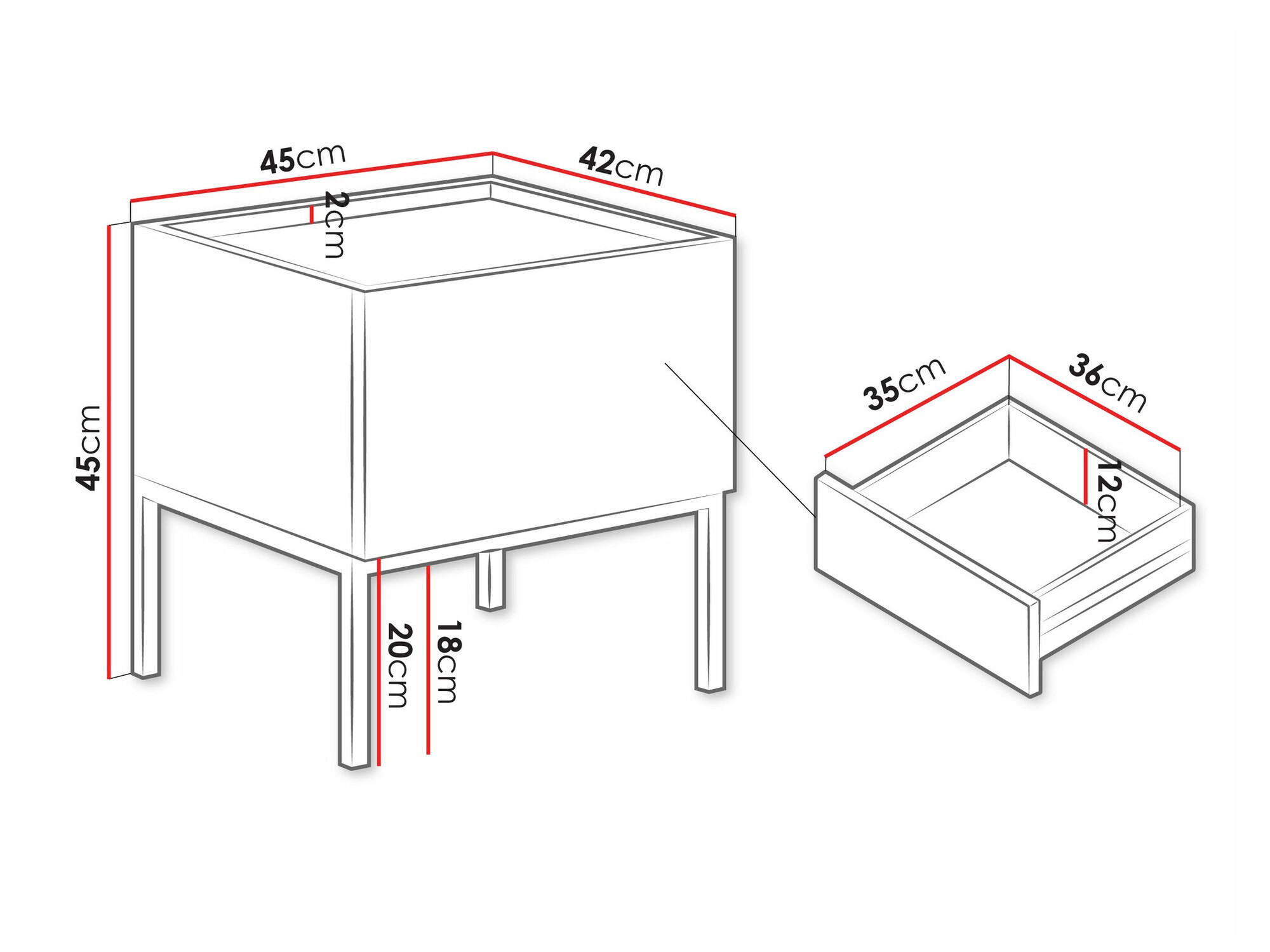 Nachtkastje Lunole 106 (Kasjmier)