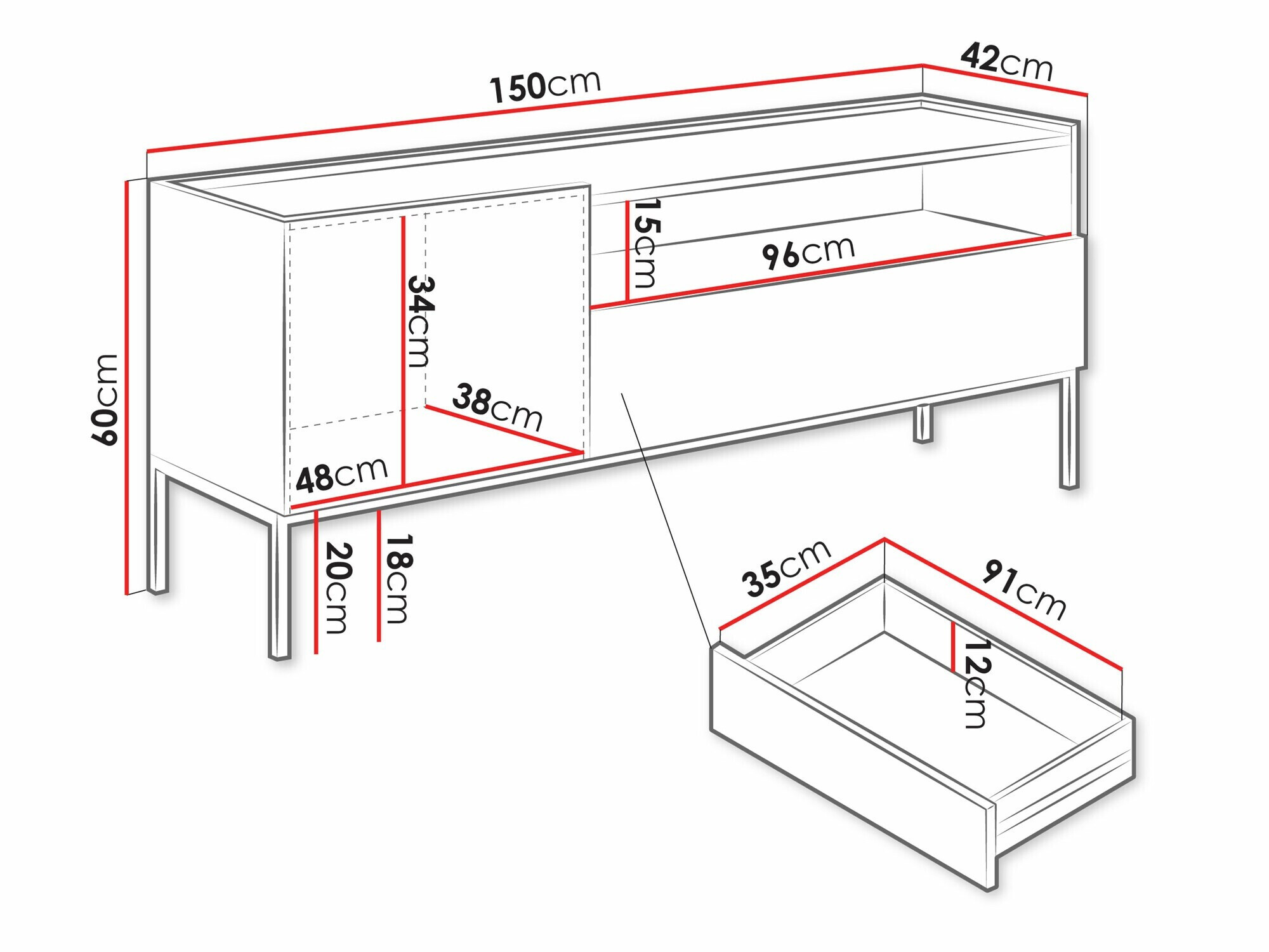 TV-meubel Lunole 108 (Kasjmier)