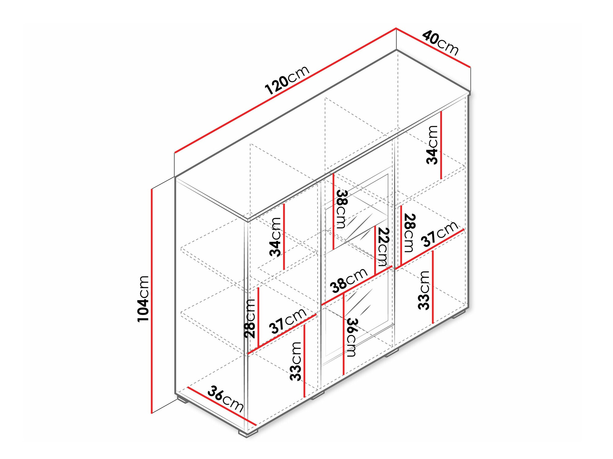 Dressoir Mirfivo 103 (Matera grijs + Glanzend wit)