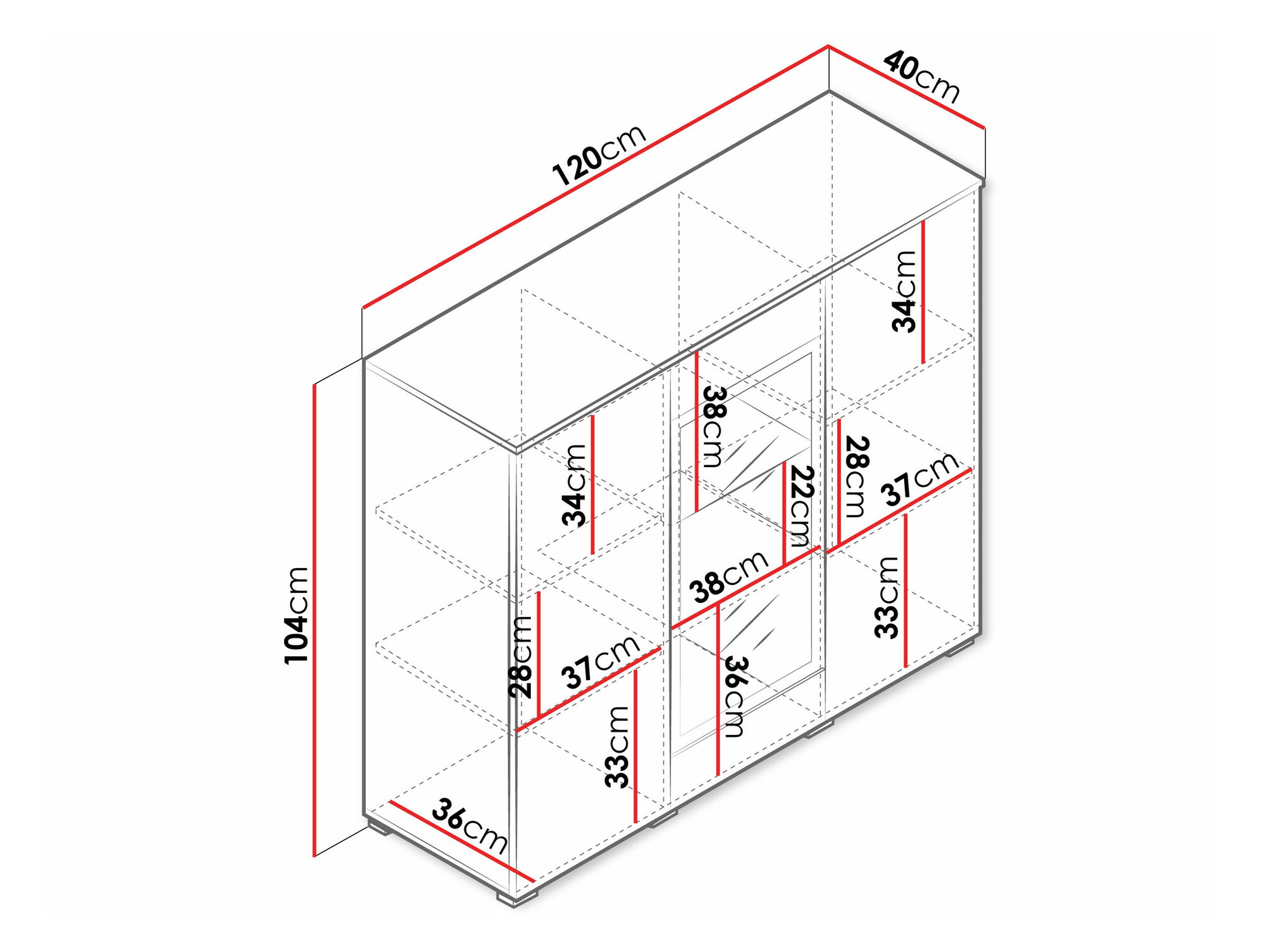 Dressoir Mirfivo 103 (Matera grijs + Glanzend wit)