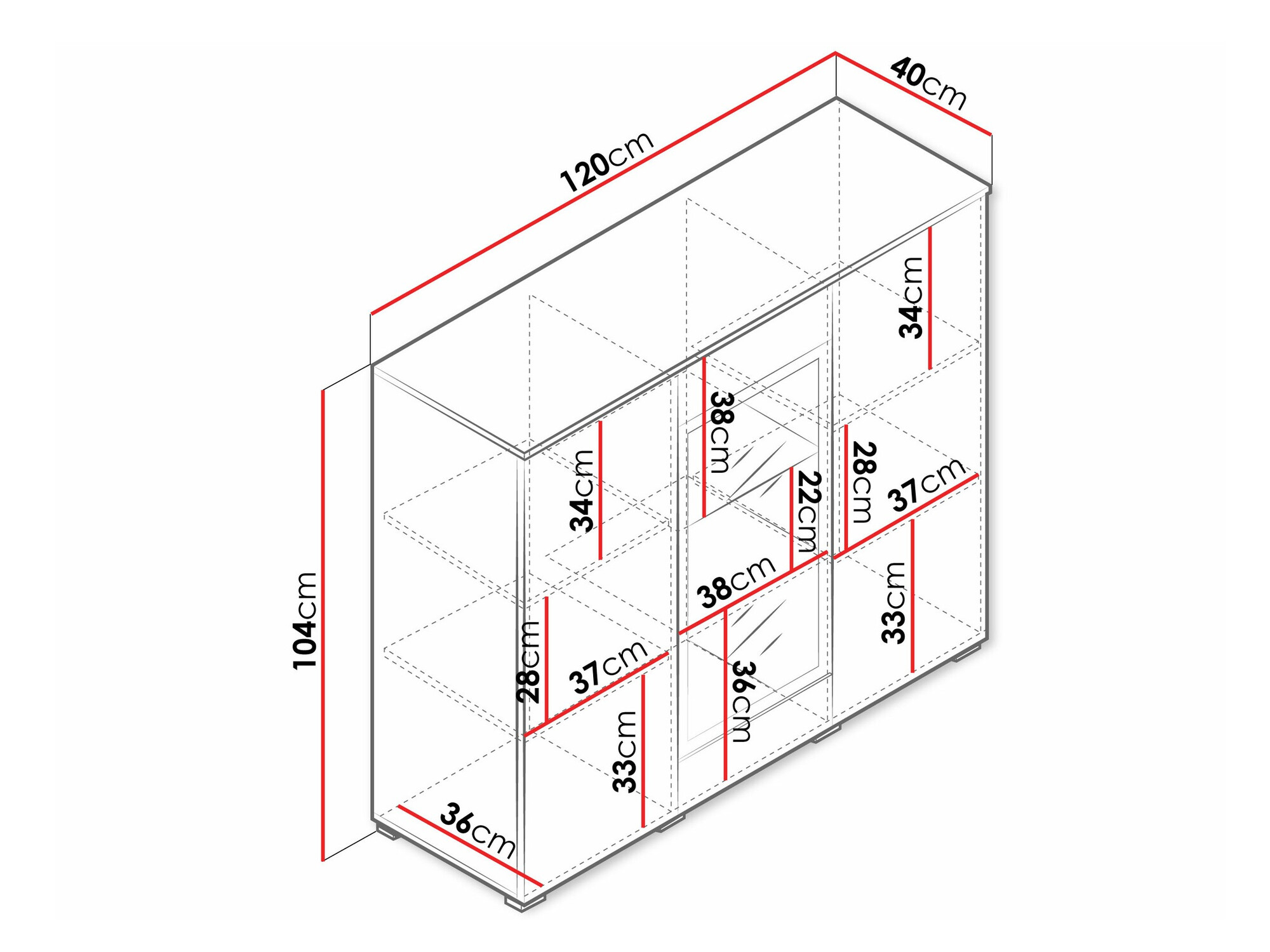 Dressoir Mirfivo 103 (Wit + Glanzend wit)