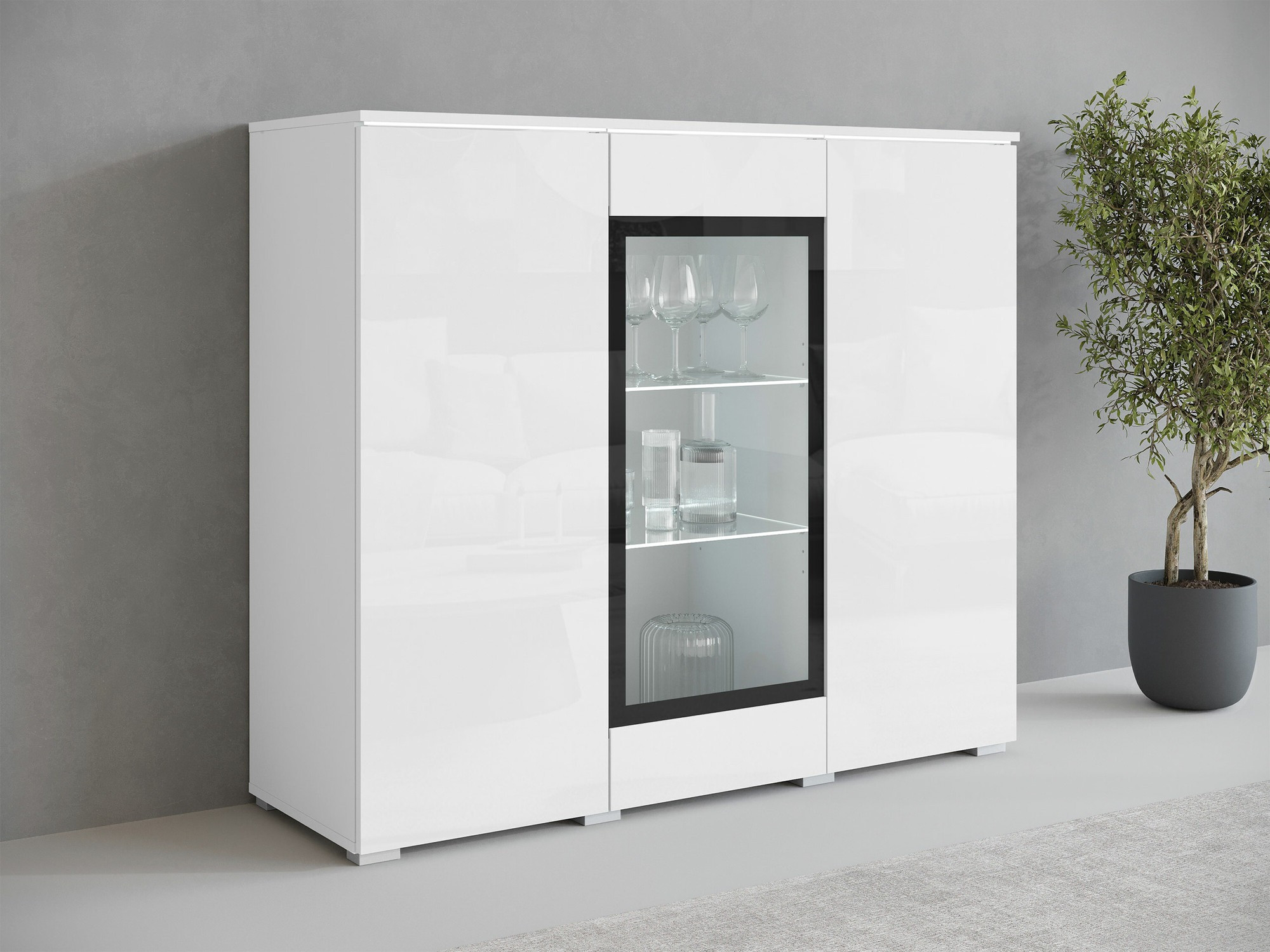 Dressoir Sarasota 186 (Wit + Glanzend wit)