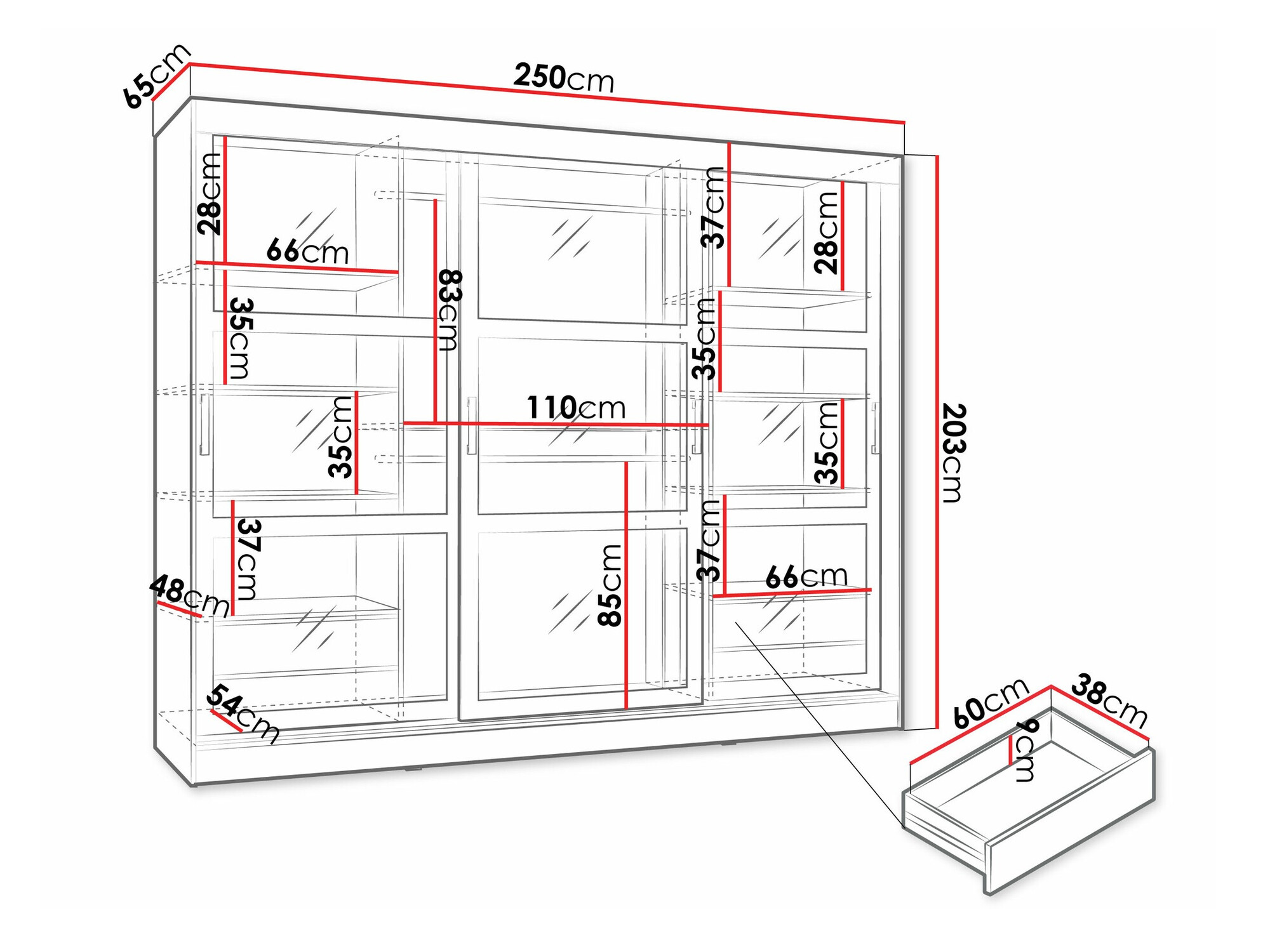 Kledingkast Comfivo Opus (Zwart)