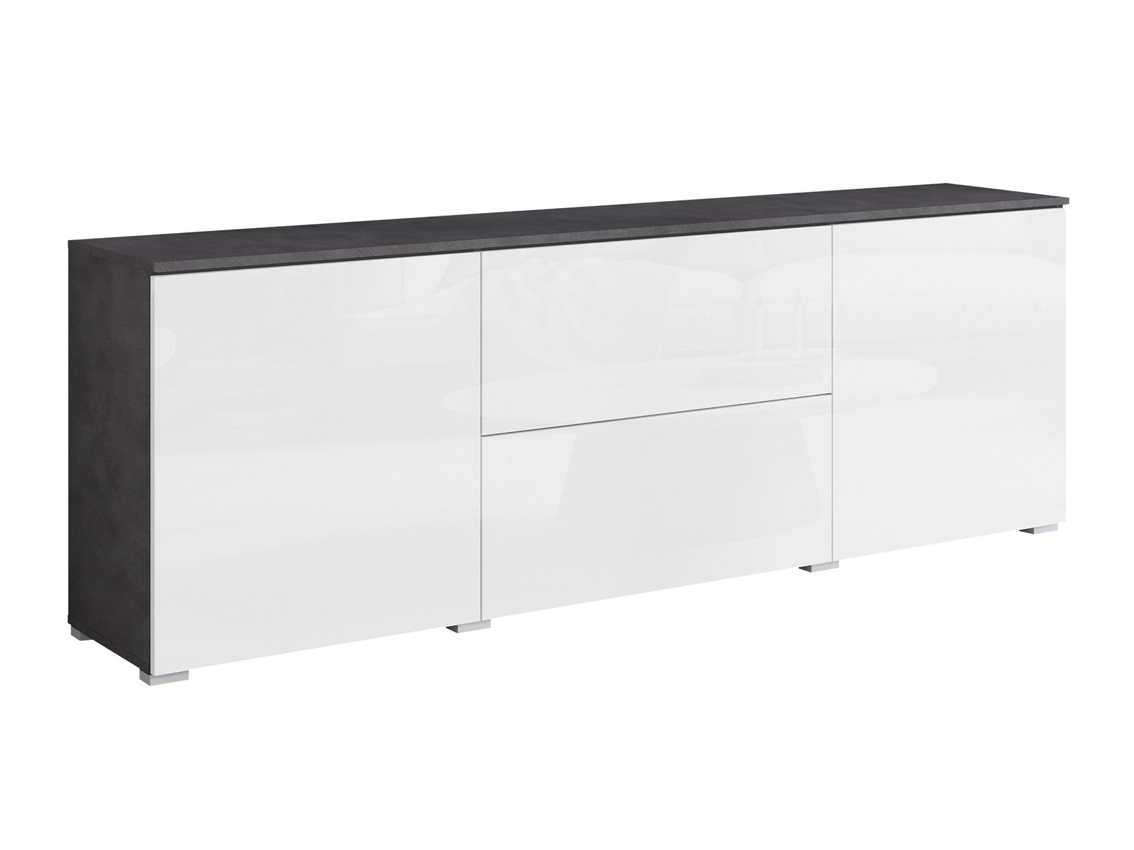 TV-meubel Mirfivo 104 (Matera grijs + Glanzend wit)