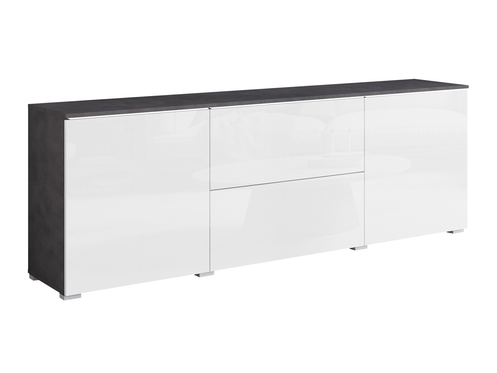 TV-meubel Mirfivo 104 (Matera grijs + Glanzend wit)