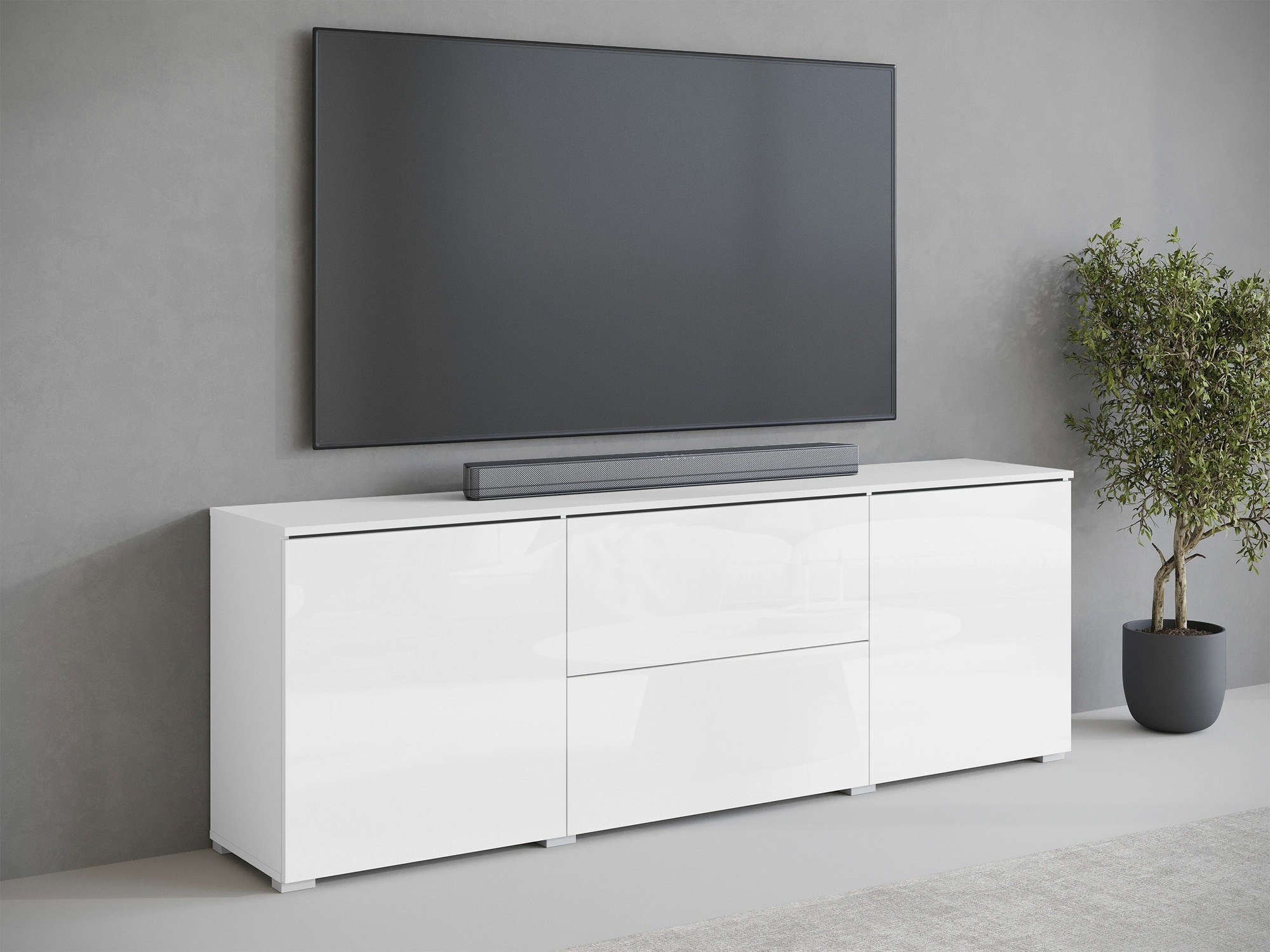 TV-meubel Sarasota 190 (Wit + Glanzend wit)