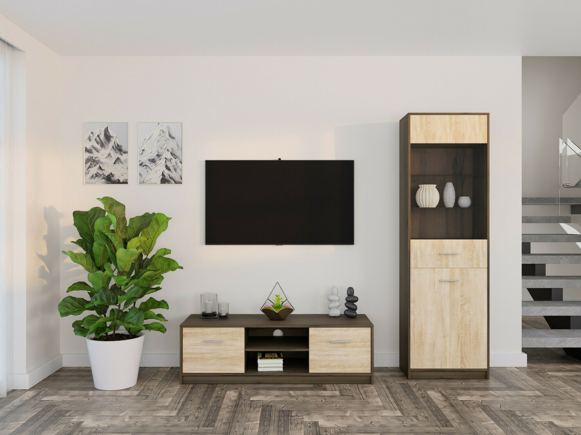 Woonkamerset Novsore 161 (Donkere eik + Sonoma eik)