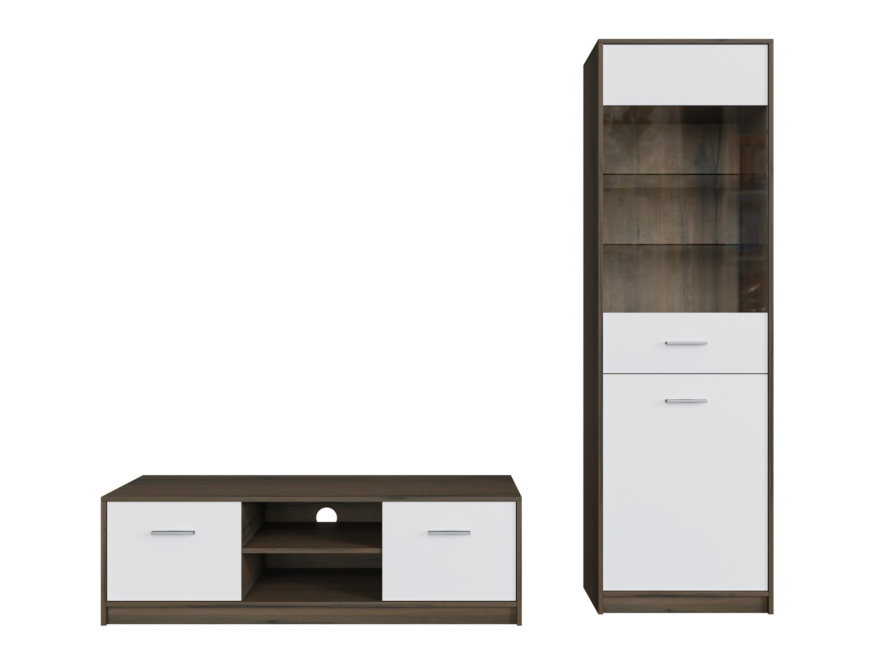 Woonkamerset Novsore 161 (Donkere eik + Wit)