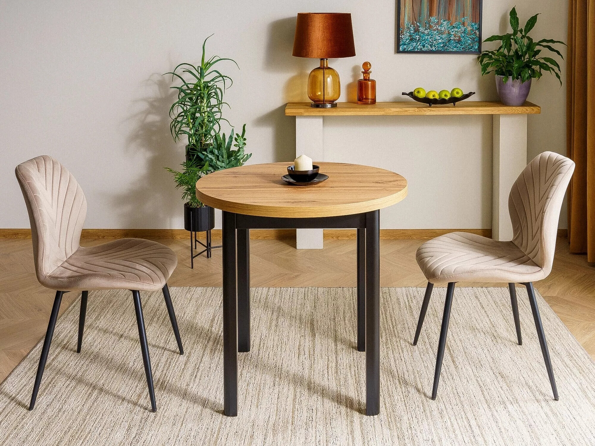 Tafel Detroit 704 (Artisan eiken + Zwart)