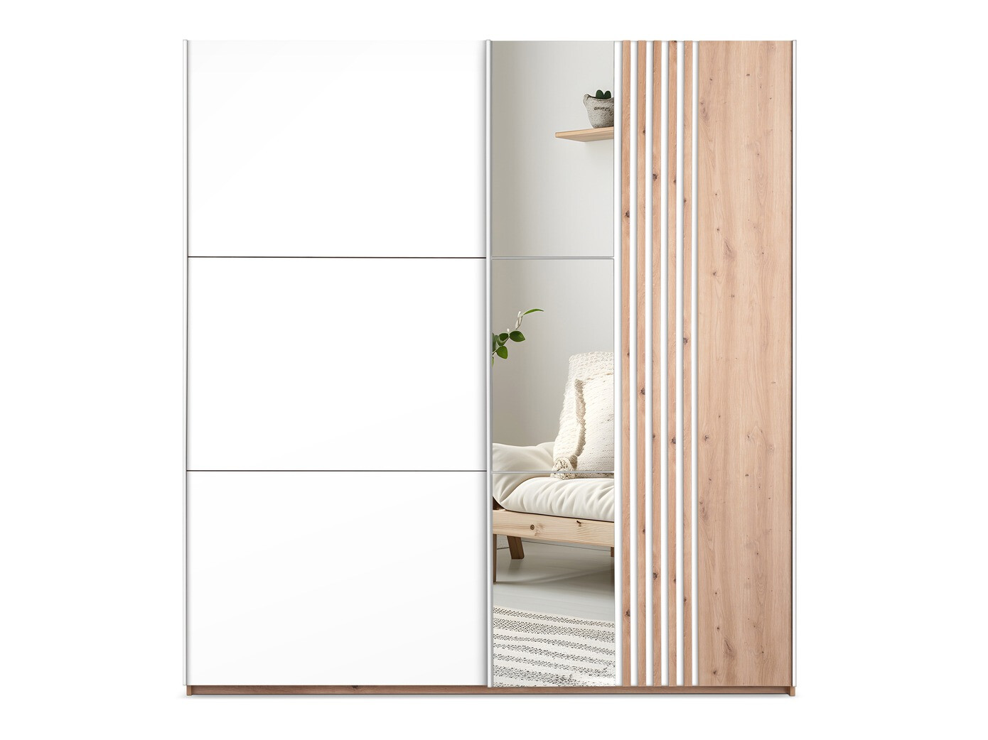 Kledingkast Honolulu 253 (Wit + Wotan eik)