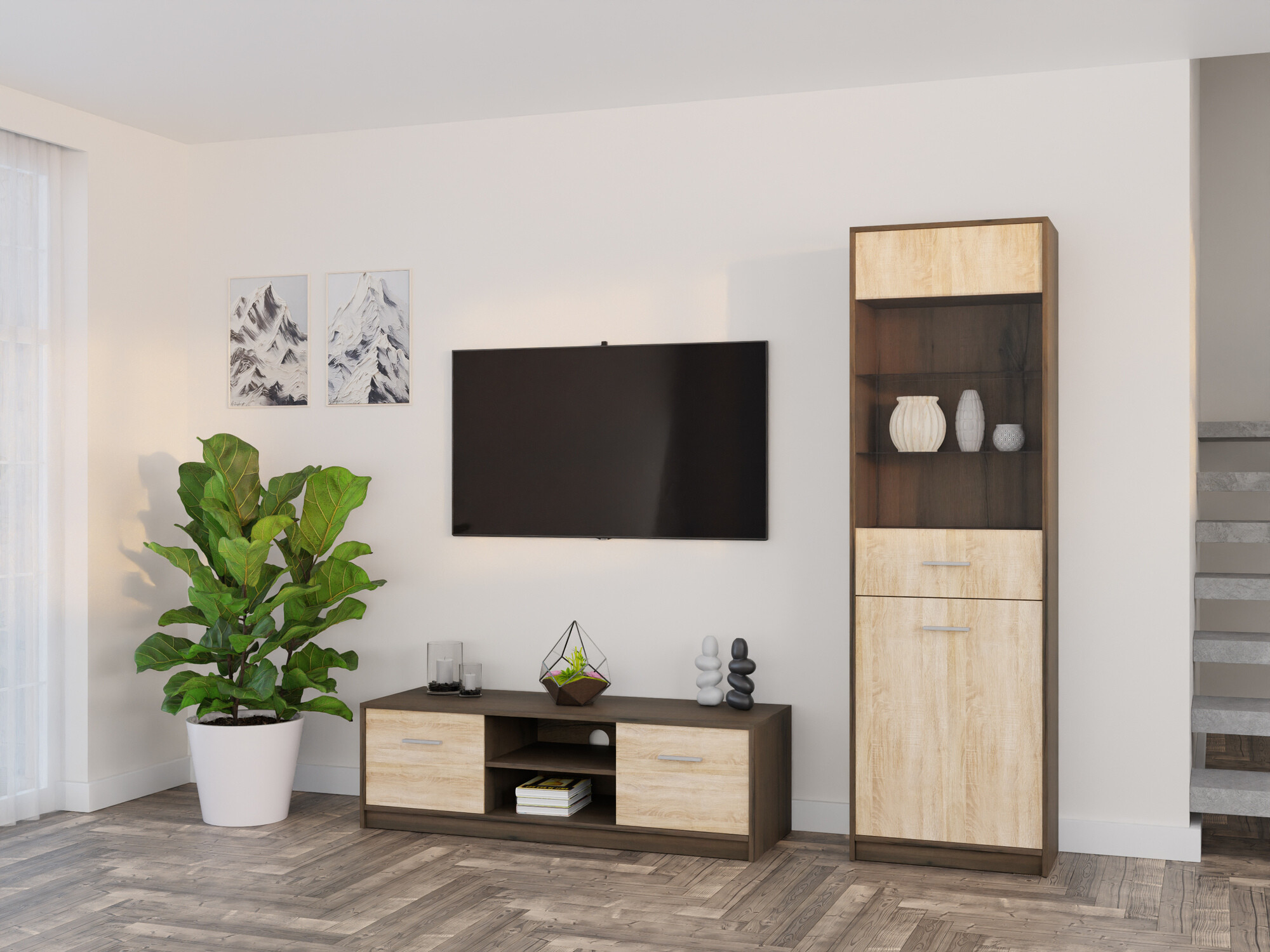 Woonkamerset Novsore 161 (Donkere eik + Sonoma eik)