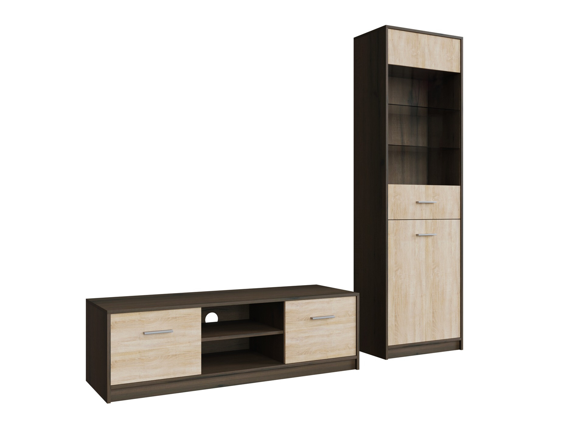 Woonkamerset Novsore 161 (Donkere eik + Sonoma eik)