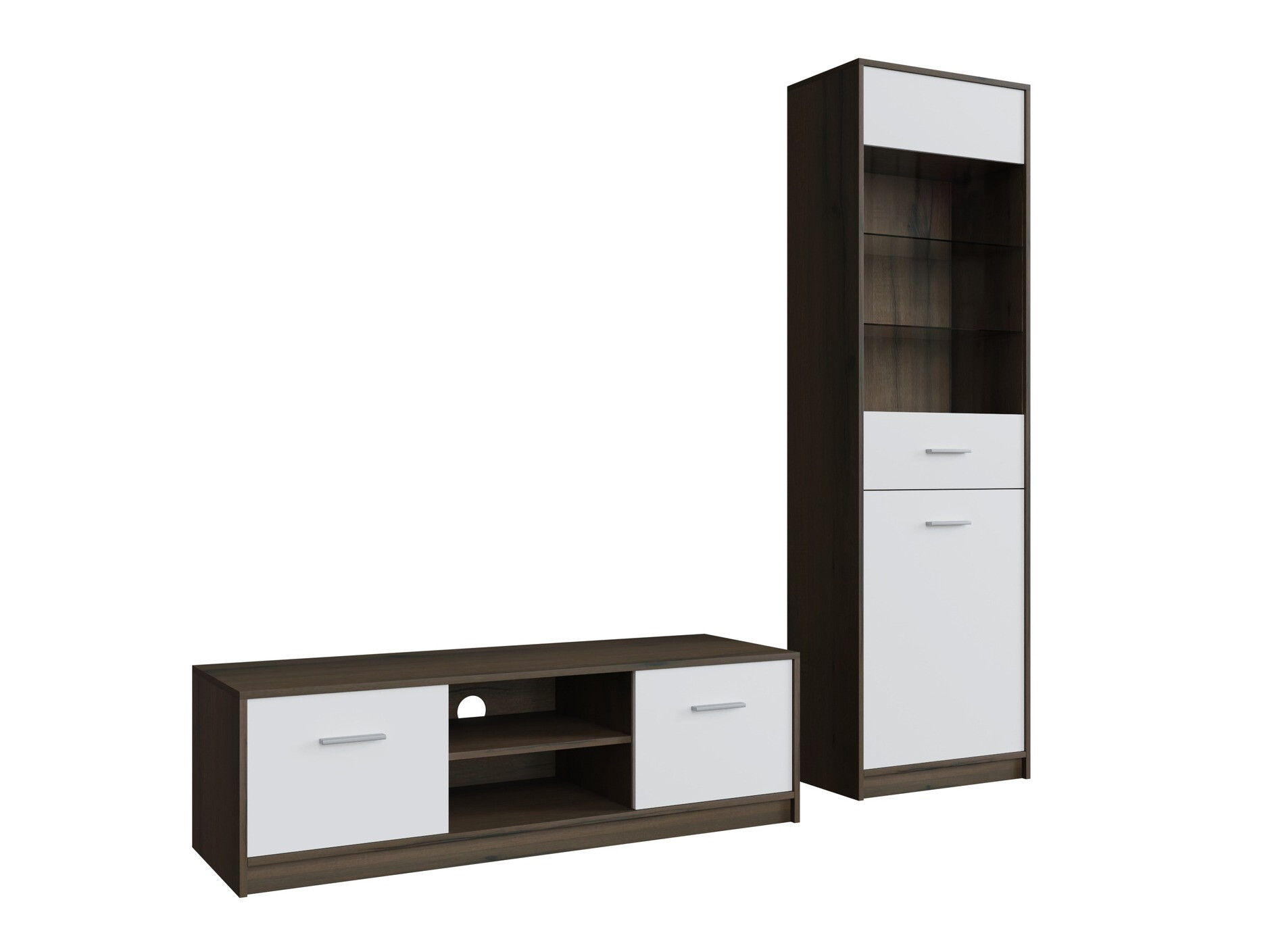 Woonkamerset Novsore 161 (Donkere eik + Wit)