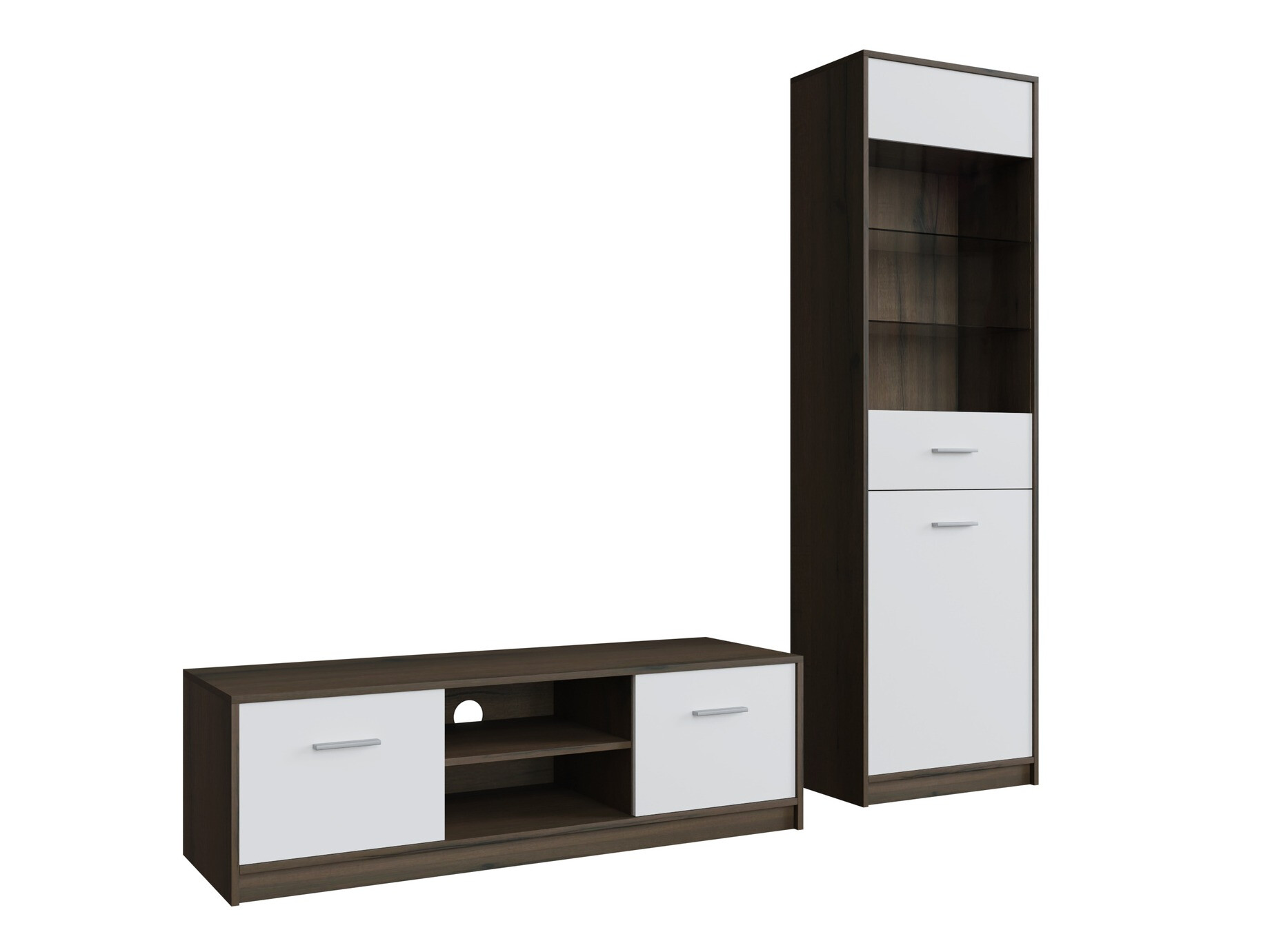 Woonkamerset Novsore 161 (Donkere eik + Wit)