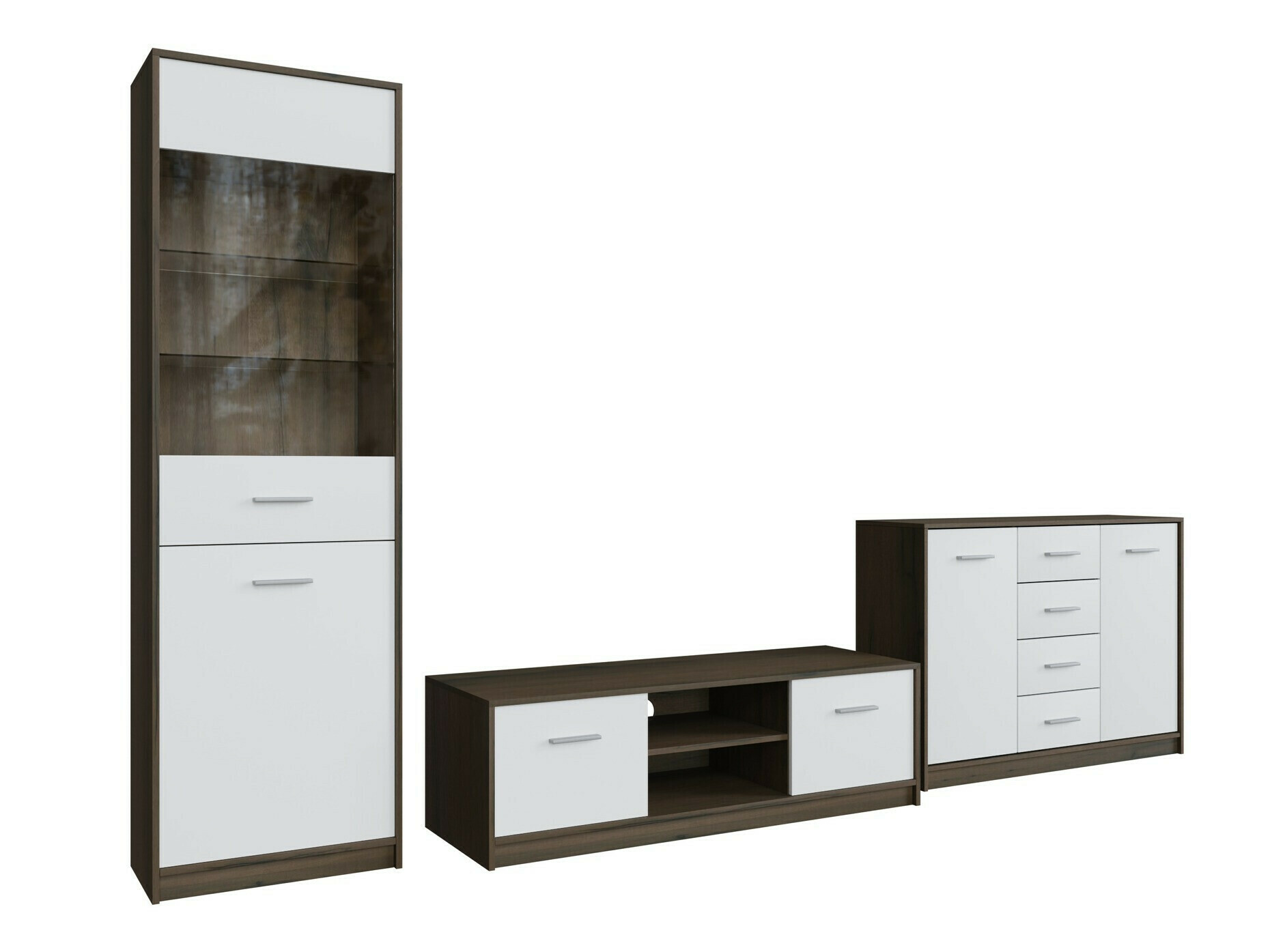 Woonkamerset Novsore 162 (Donkere eik + Wit)