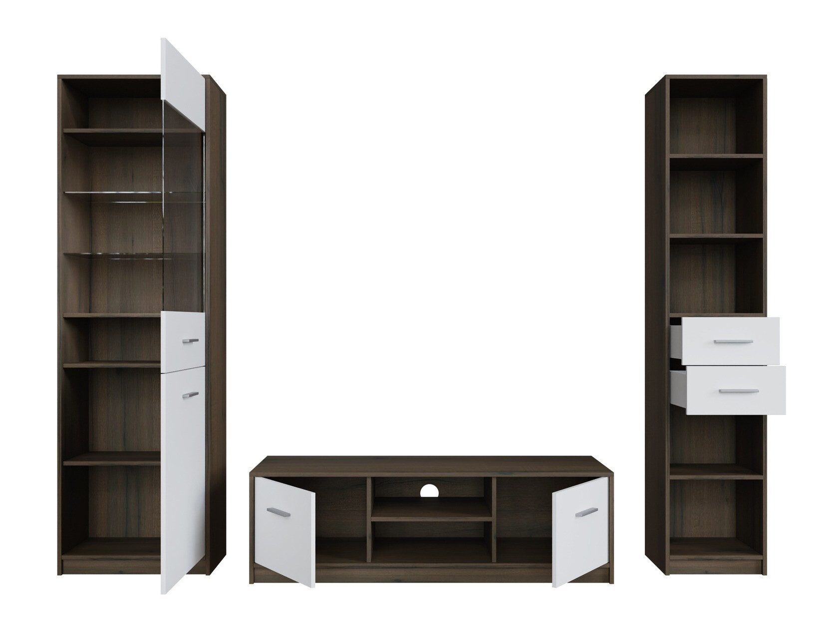 Woonkamerset Novsore 163 (Donkere eik + Wit)