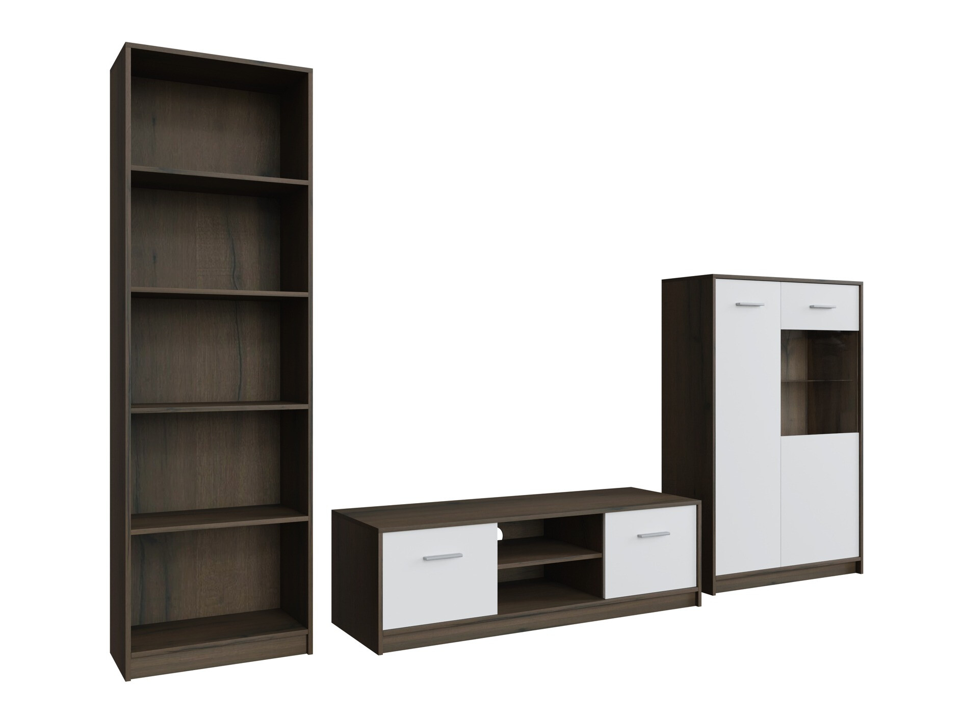 Woonkamerset Novsore 164 (Donkere eik + Wit)