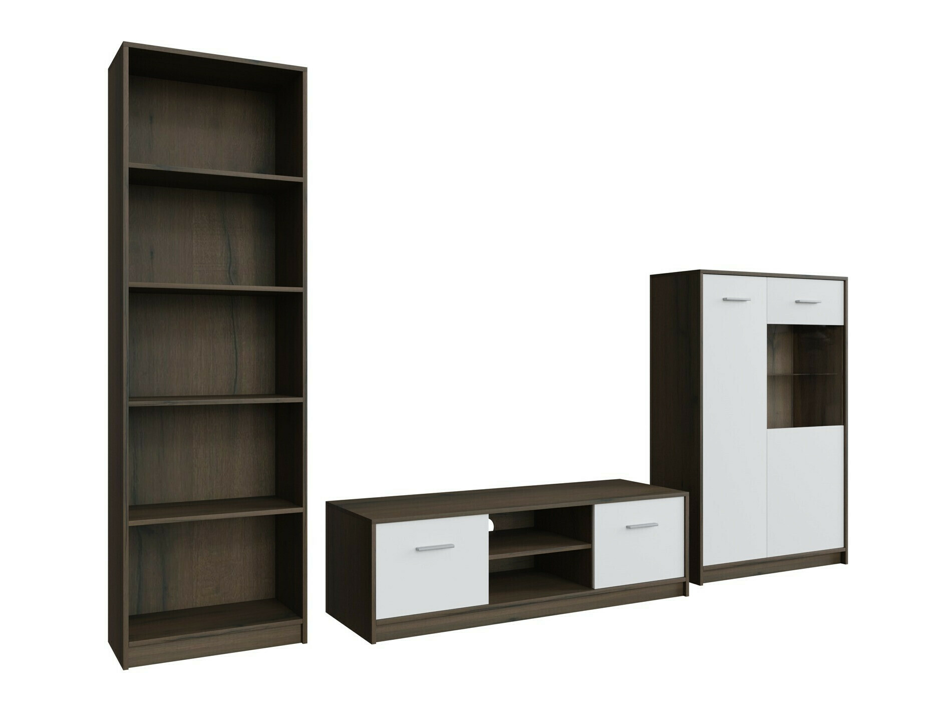 Woonkamerset Novsore 164 (Donkere eik + Wit)