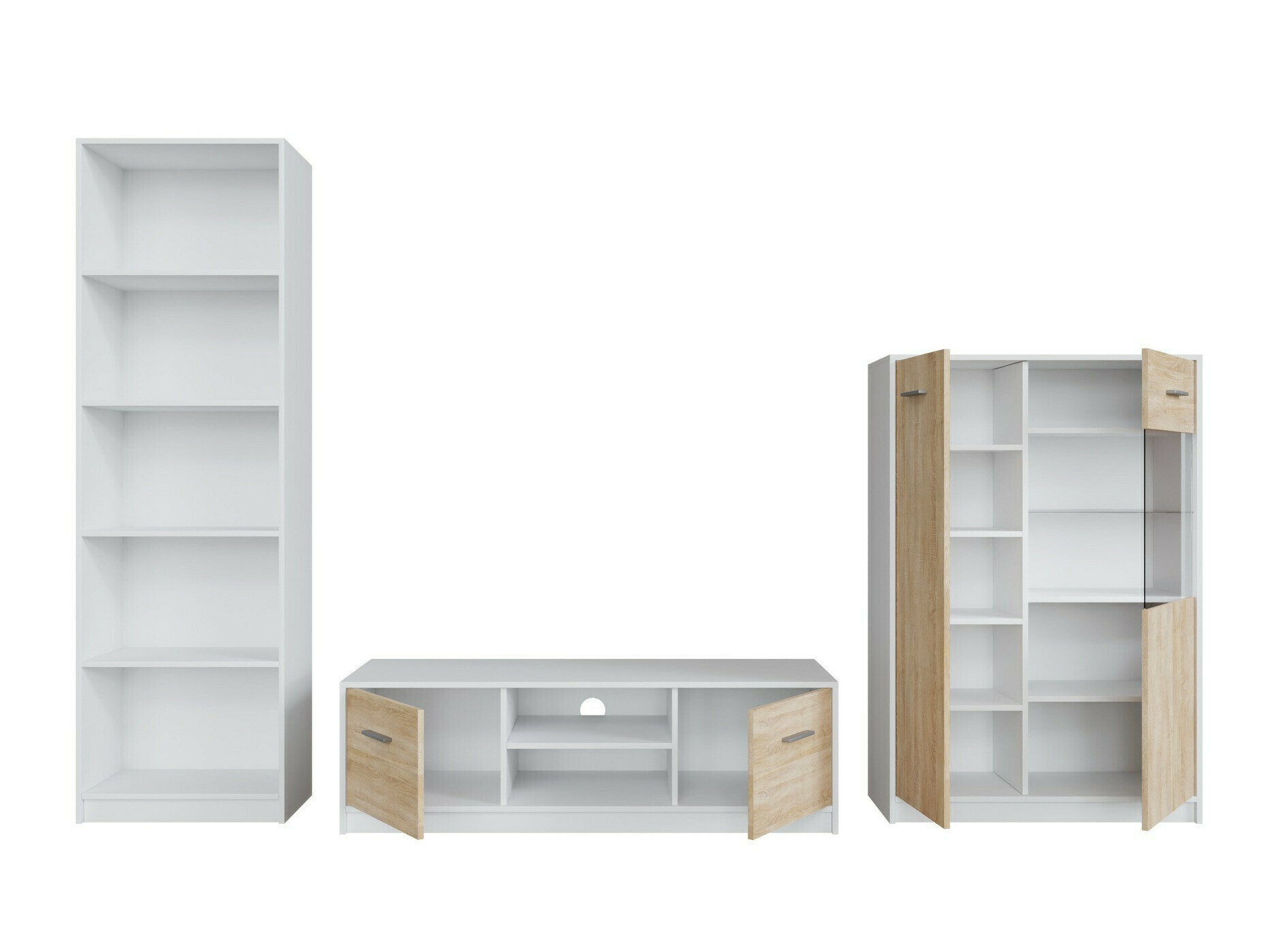 Woonkamerset Novsore 164 (Wit + Sonoma eik)