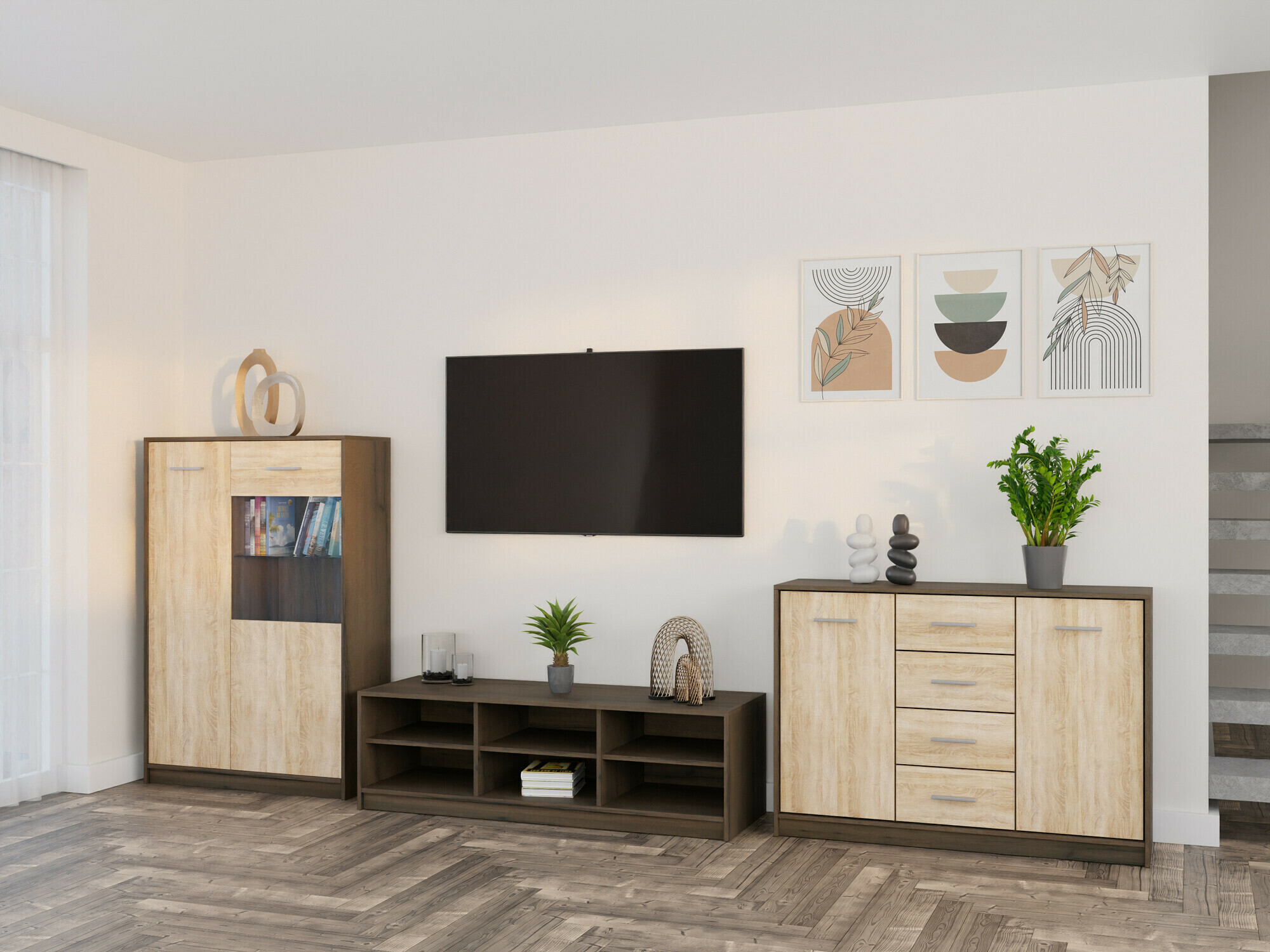 Woonkamerset Novsore 165 (Donkere eik + Sonoma eik)