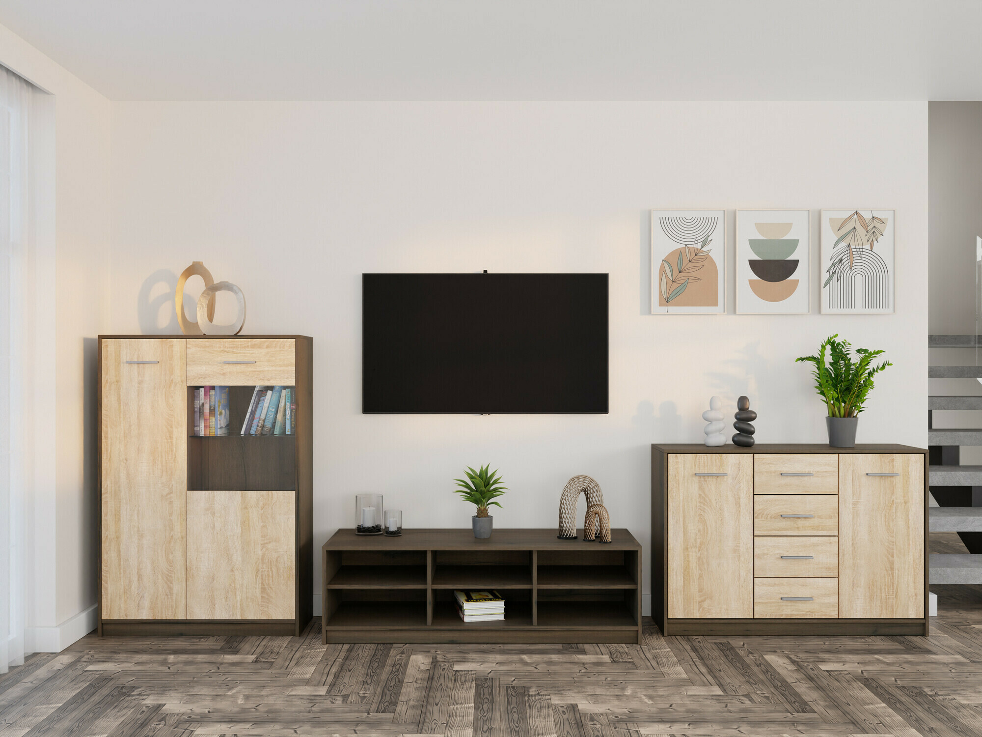 Woonkamerset Novsore 165 (Donkere eik + Sonoma eik)