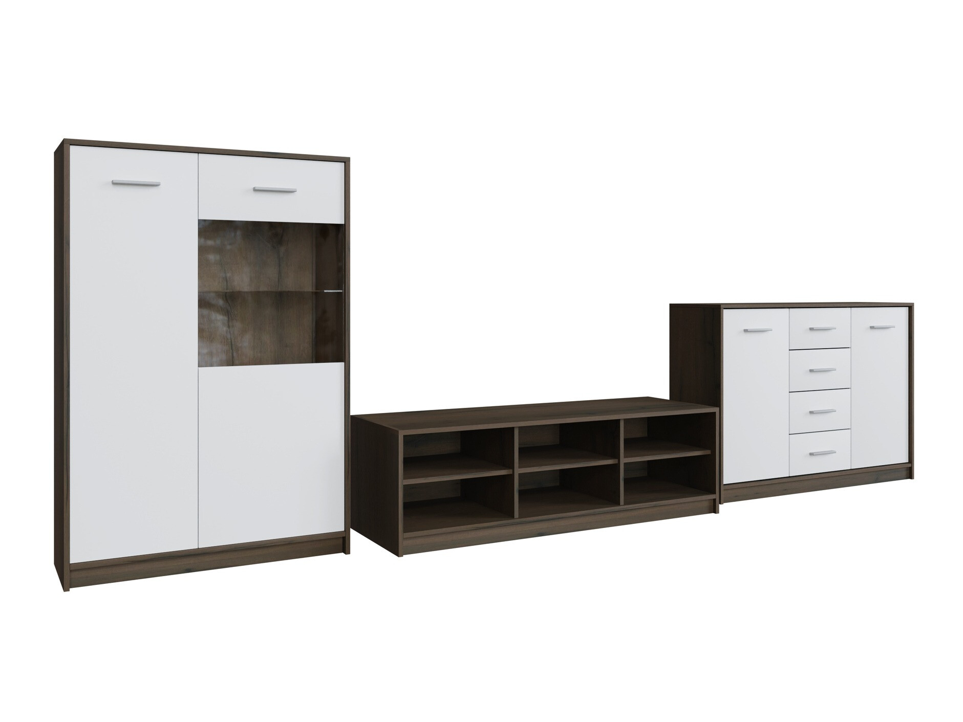 Woonkamerset Novsore 165 (Donkere eik + Wit)