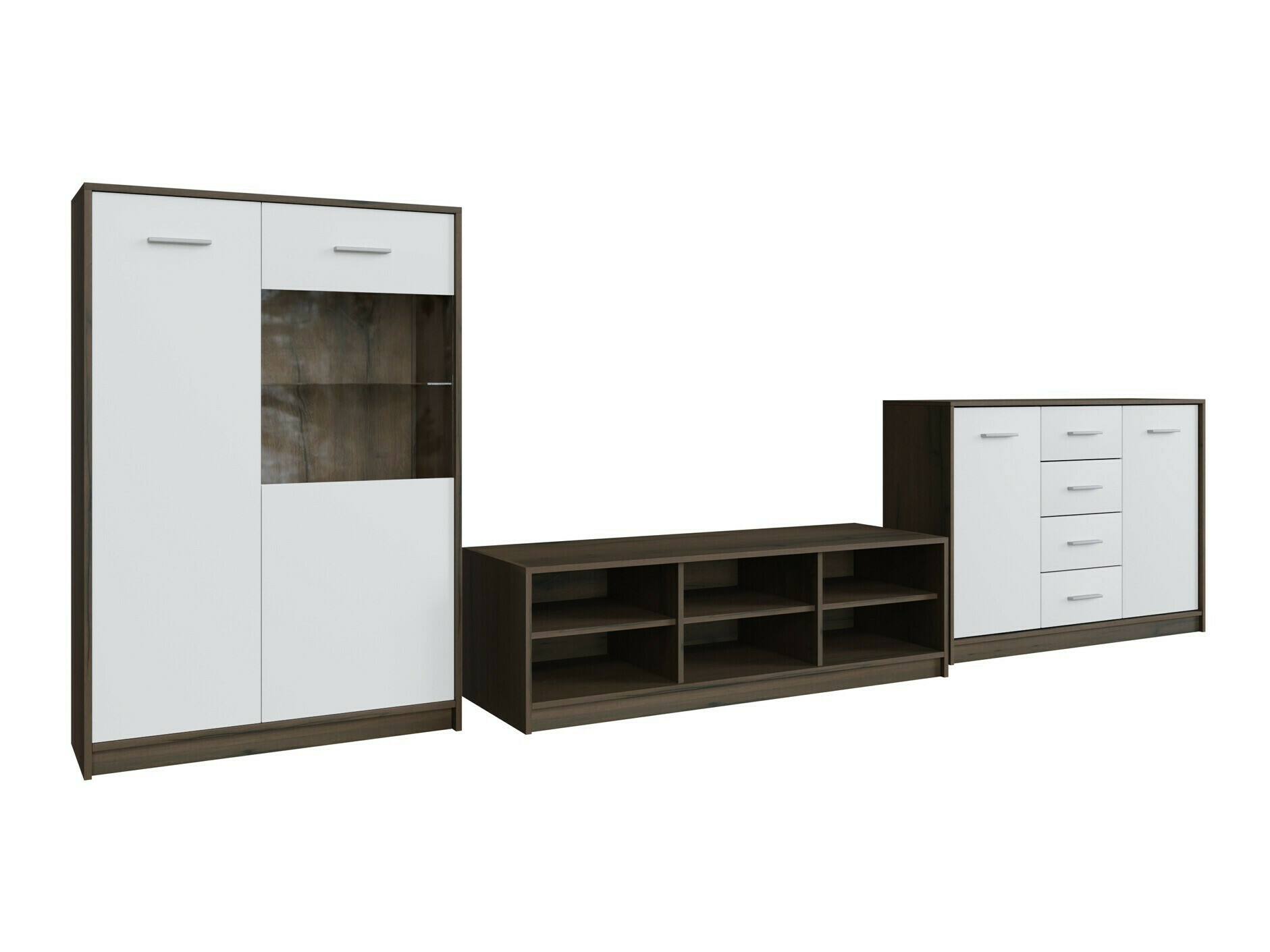 Woonkamerset Novsore 165 (Donkere eik + Wit)