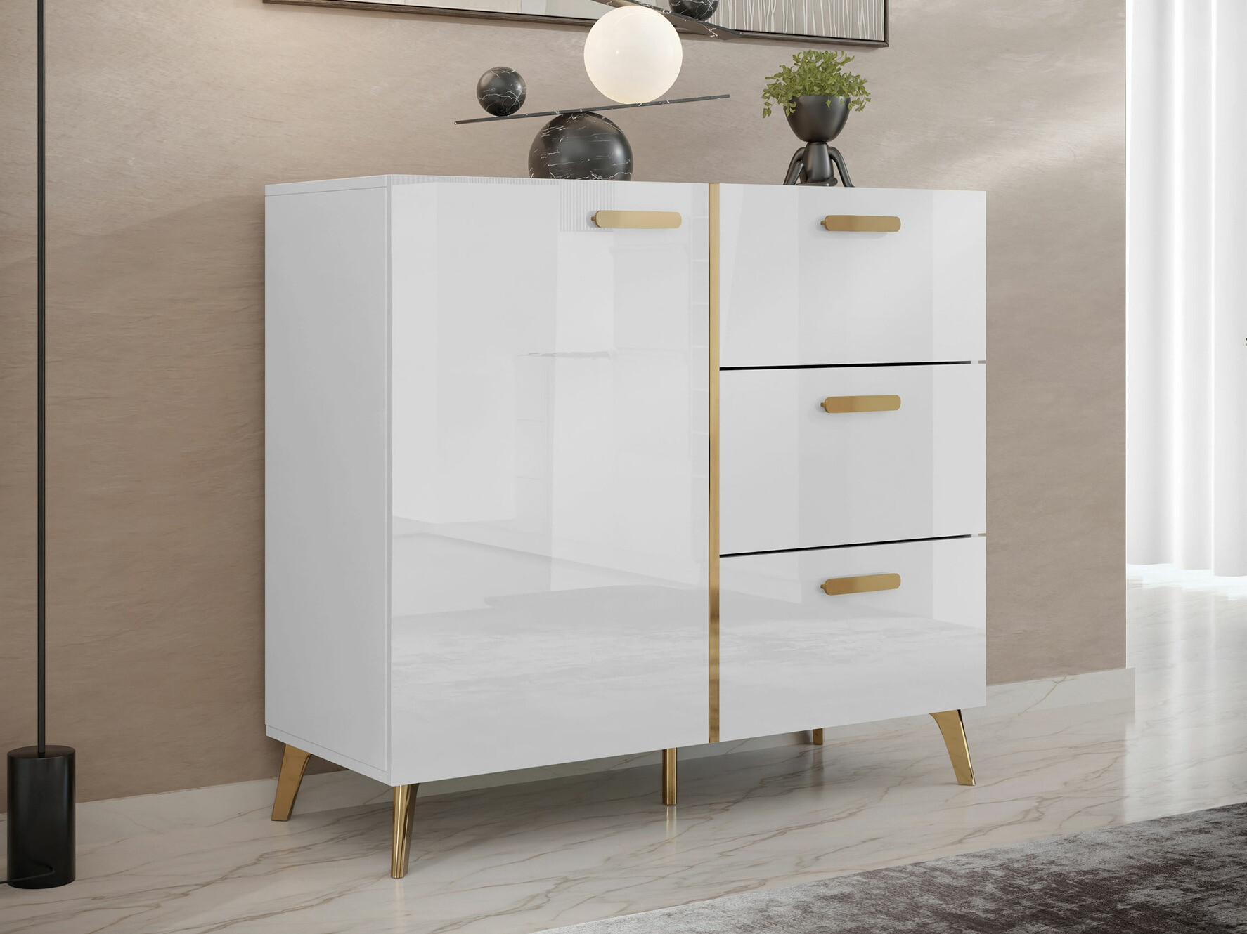 Ladekast Comfivo Teslomo 108 (Wit + Glanzend wit)