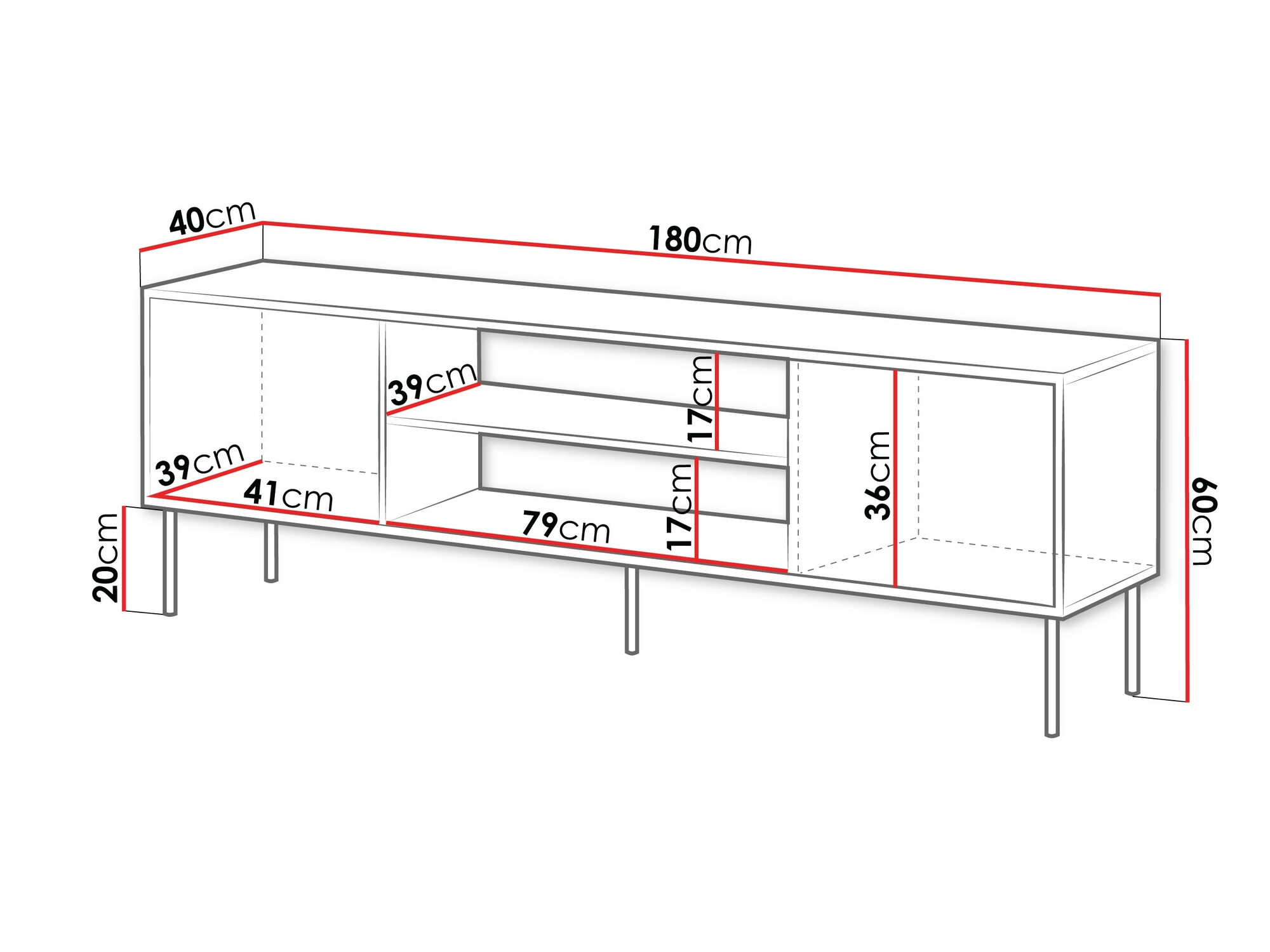 TV-meubel Flosoru 104 (Notenhout + Zwart)
