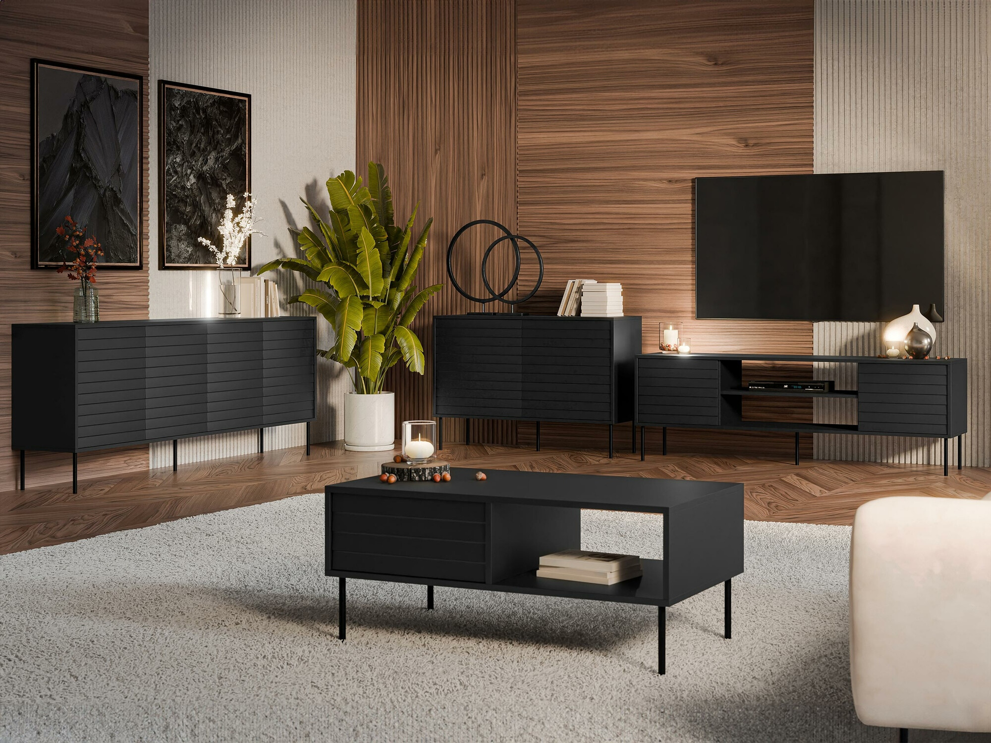 TV-meubel Flosoru 104 (Zwart)