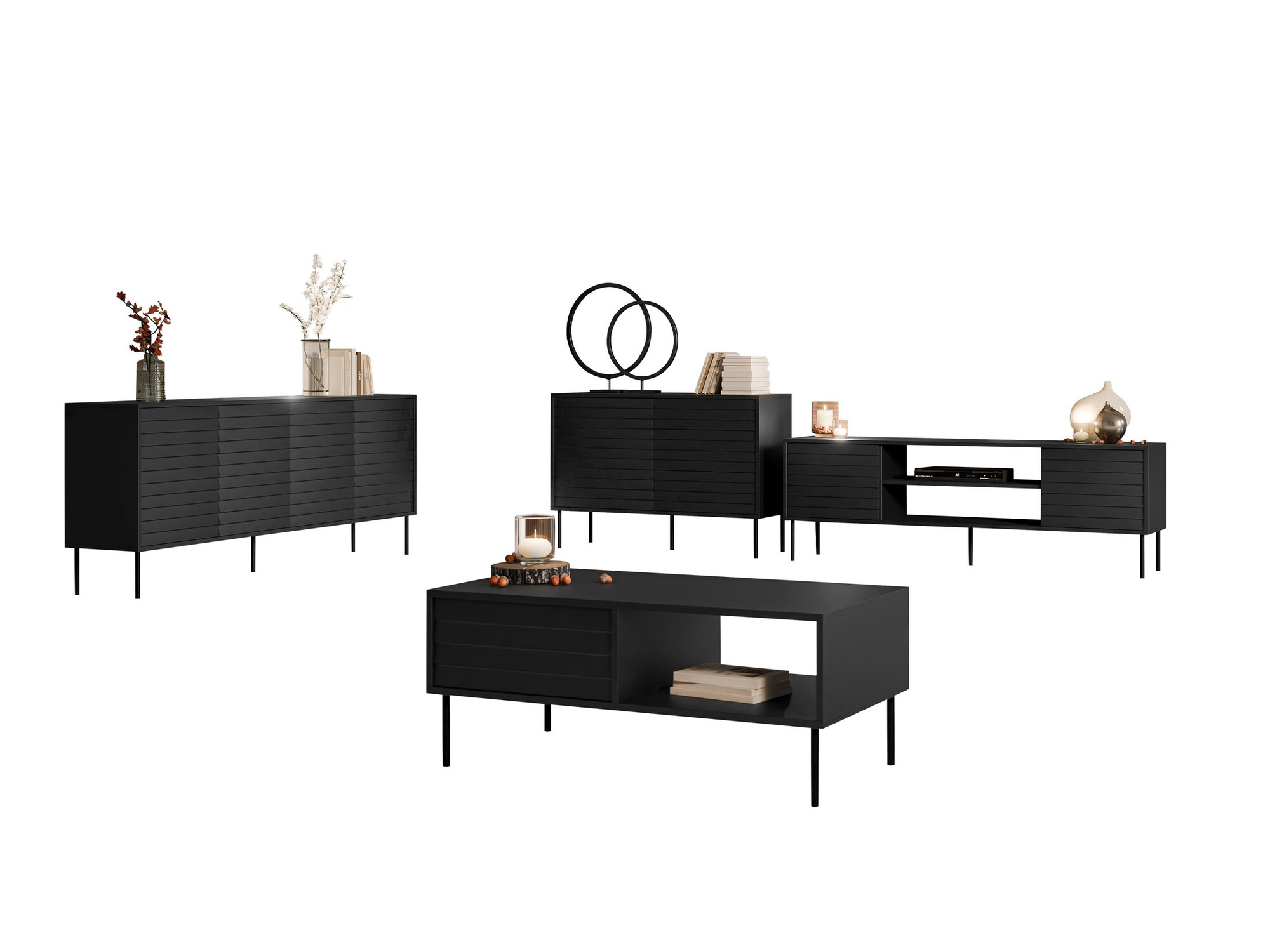 Woonkamerset Flosoru 110 (Zwart)